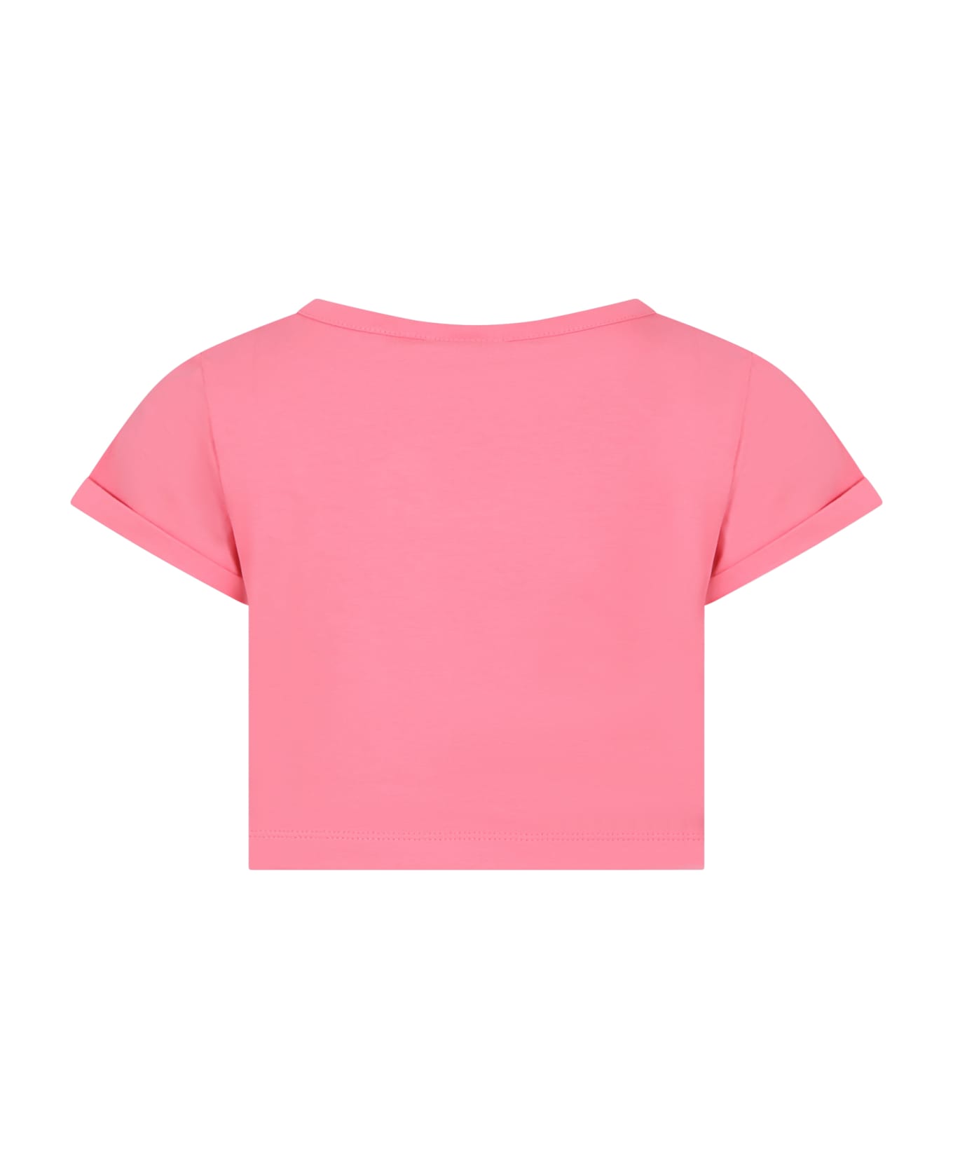GCDS Mini Pink T-shirt For Girl With Patterned Logo - Pink
