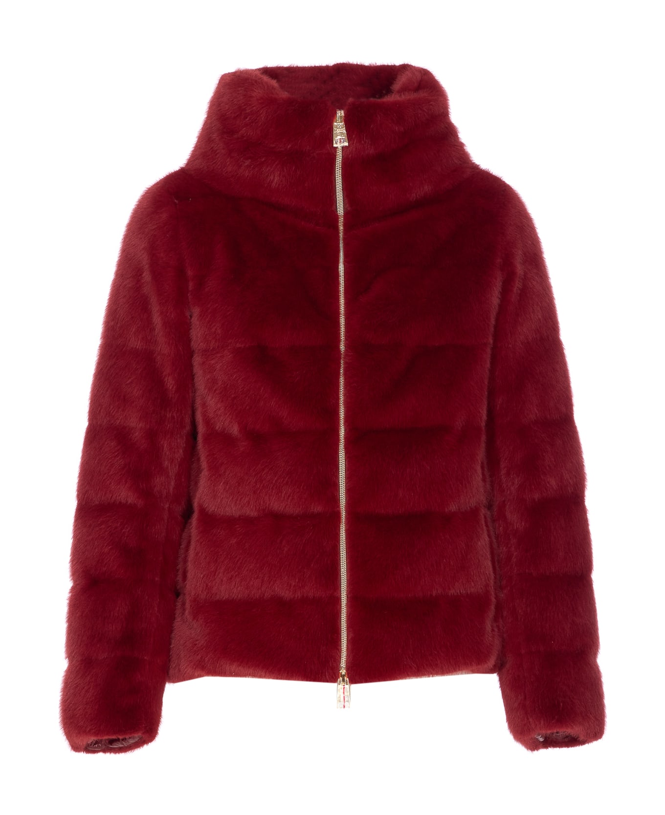 Herno Faux Fur Cape Down Jacket - Red