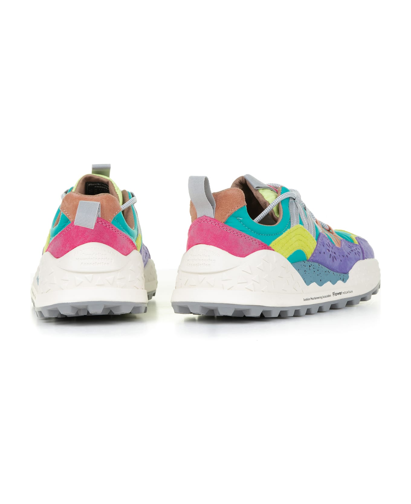 Flower Mountain Multicolored Washi Sneakers In Suede And Nylon - LILAC GREEN