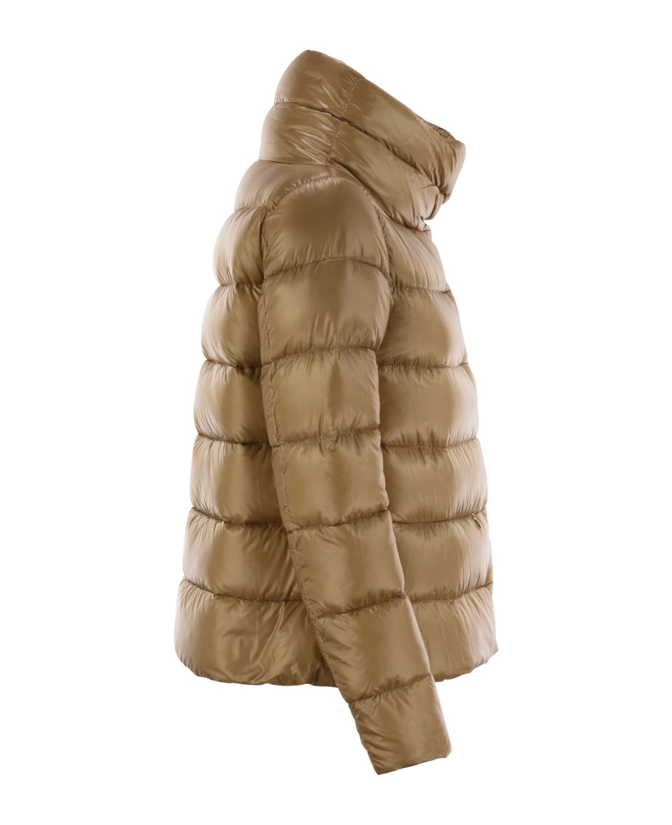 Herno Down Jacket With Ring Collar - Camel