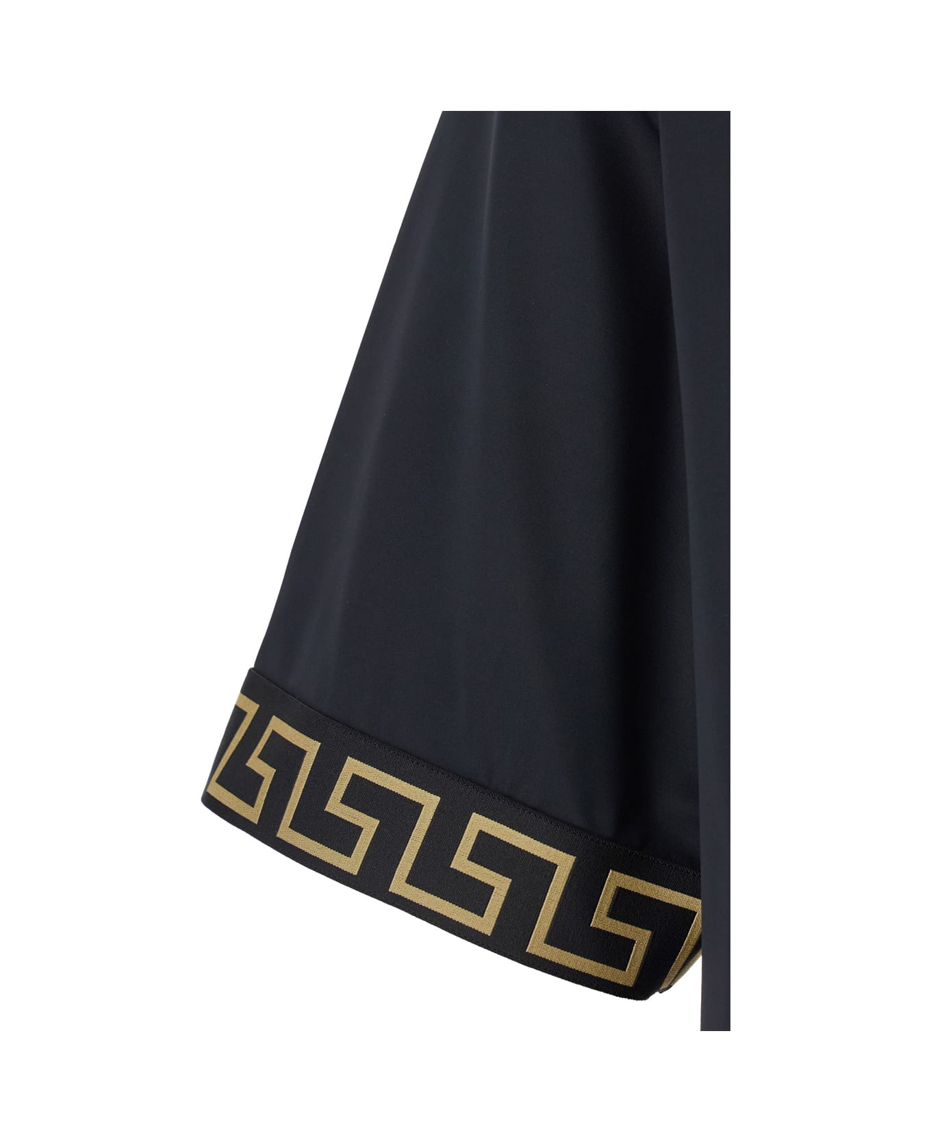 Versace Black Crewneck T-shirt With Greca Pattern On The Sleeves In Tech Fabric Man - Black