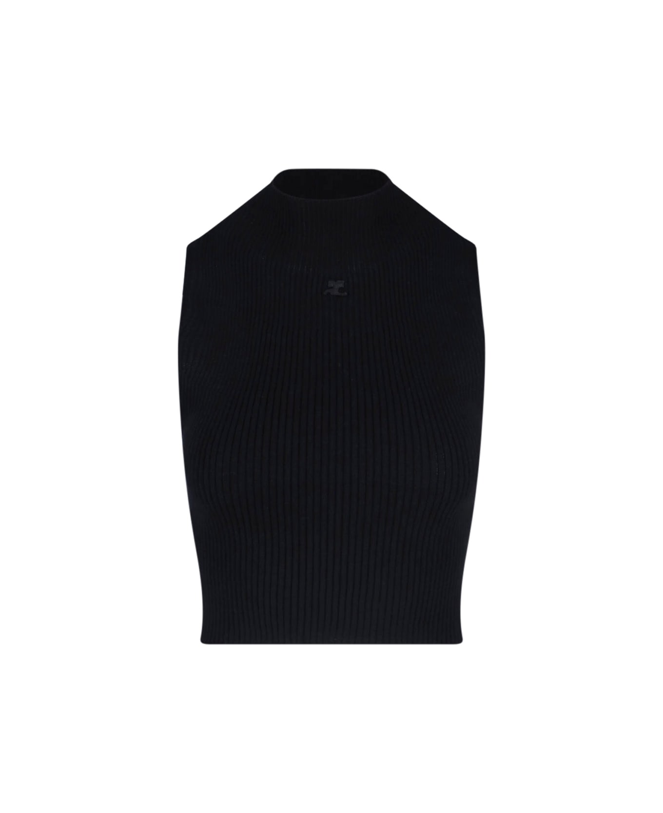 Courrèges Logo Crop Top - Black  