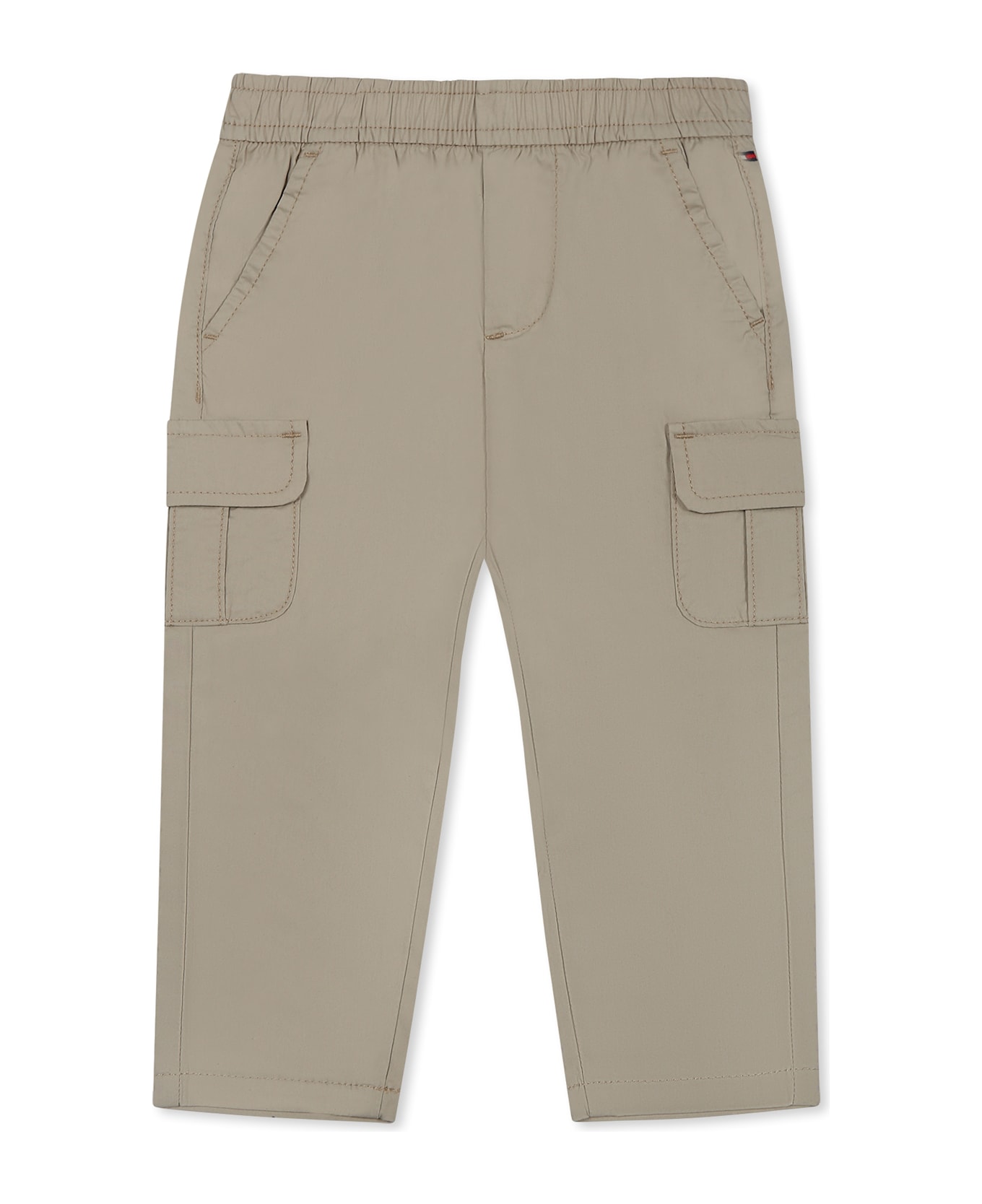 Tommy Hilfiger Beige Trousers For Baby Boy With Flag - Beige