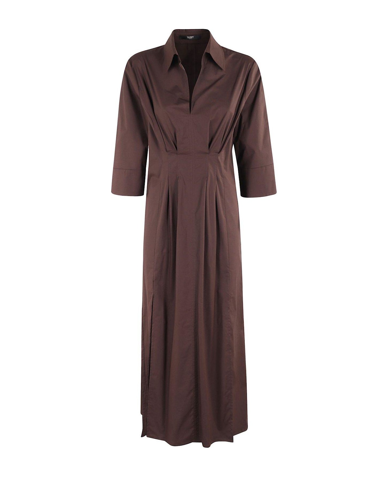 Seventy Stretched Poplin Long Dress - Brown
