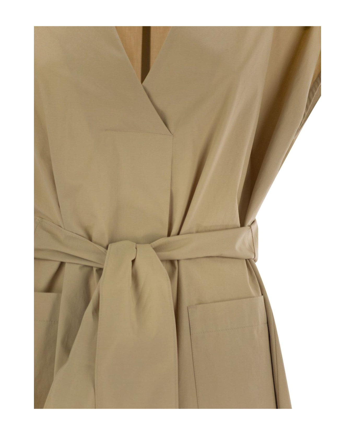 Weekend Max Mara Mitico V-neck Belted Dress - Beige