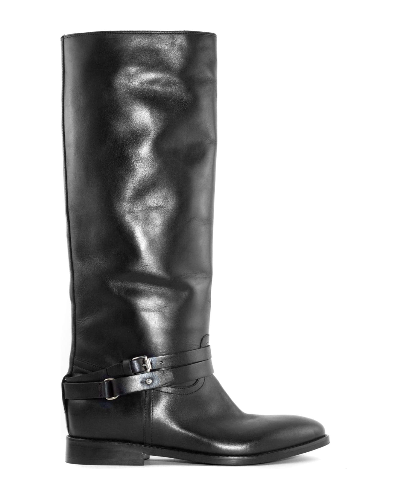 Strategia Black Leather High Boot - Black