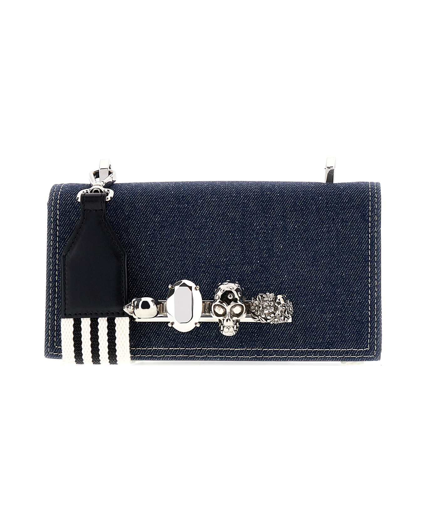 Alexander McQueen Denim The Knuckle Satchel Crossbody Bag - DENIM BLACK