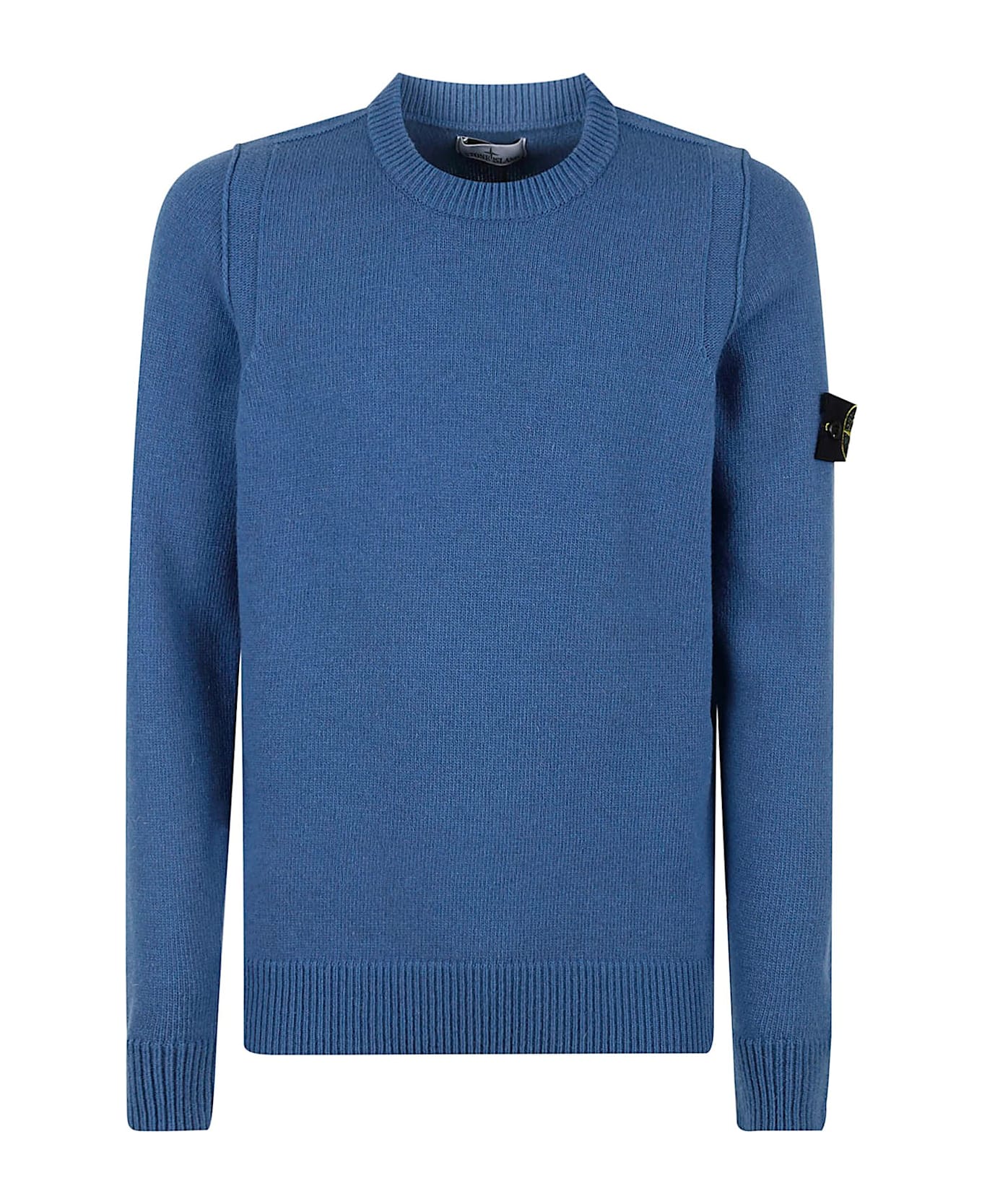 Stone Island Logo Patch Crewneck Jumper - Blu