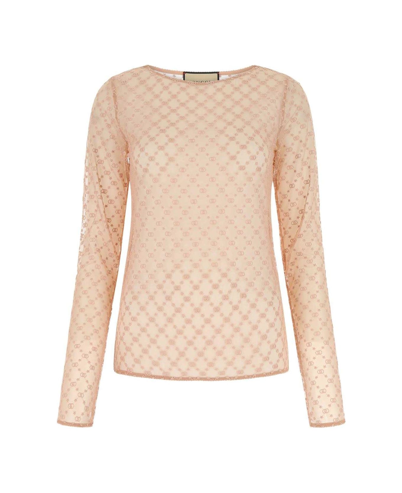 Gucci Embroidered Mesh Top - Rosa