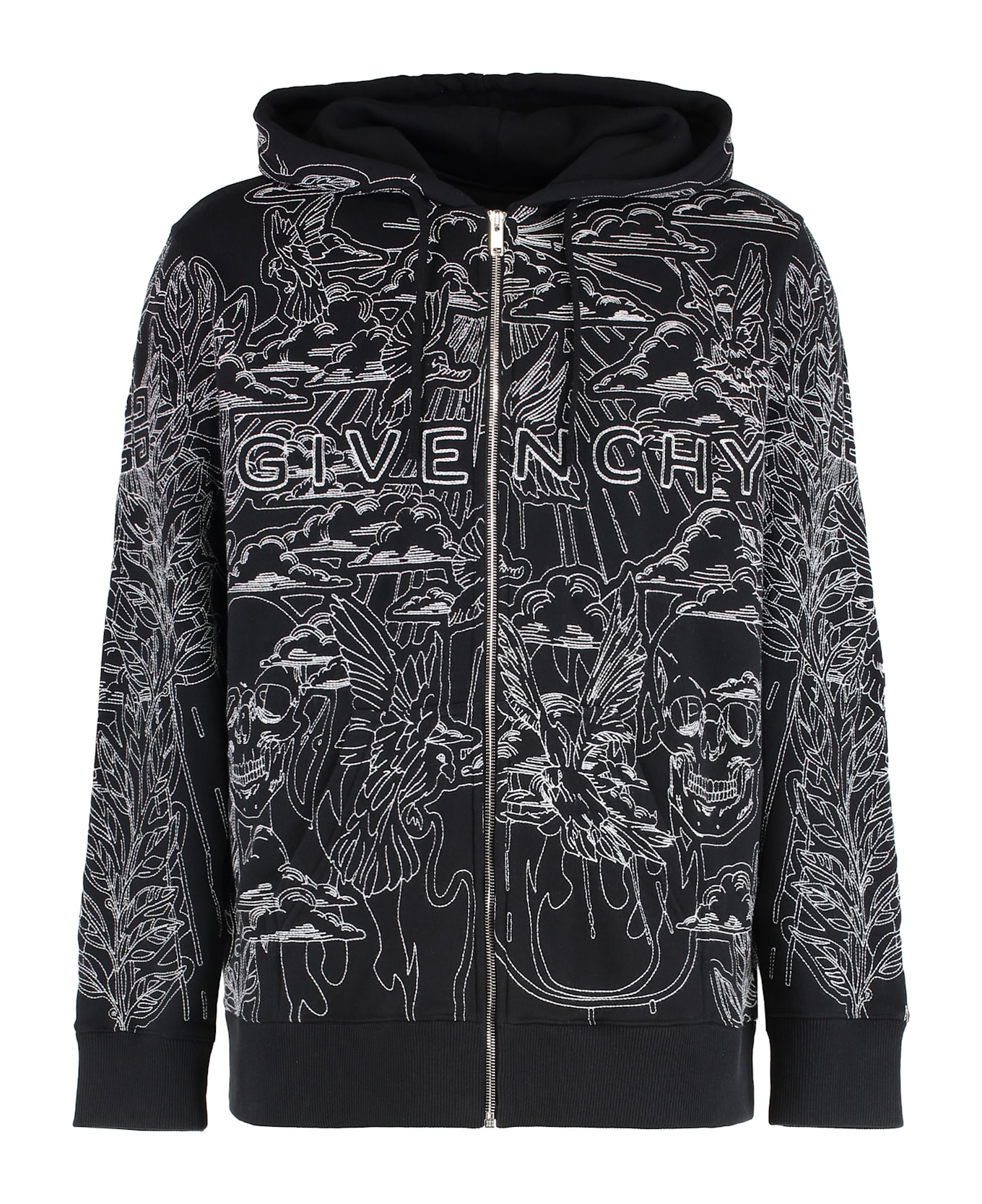 Givenchy Cotton Full Zip Hoodie - black