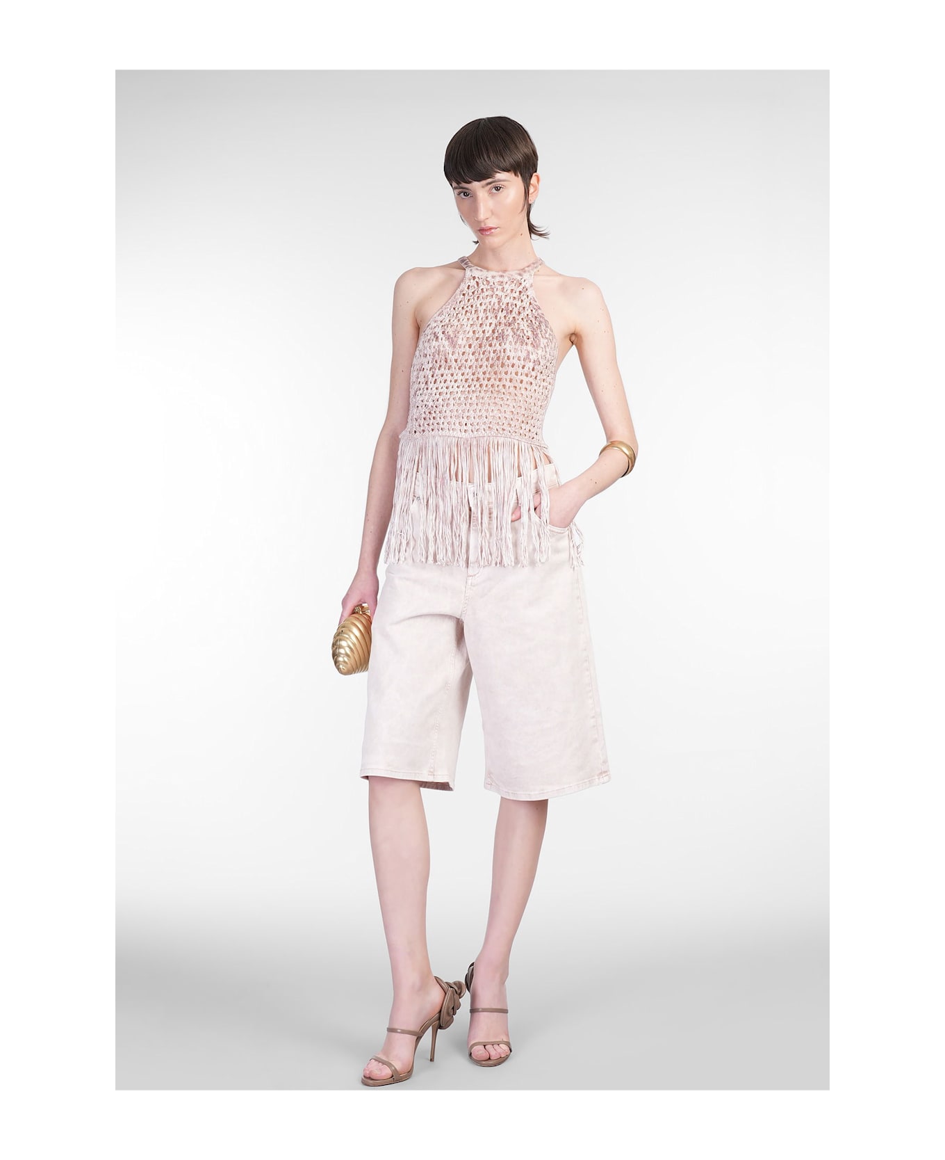 Blumarine Shorts In Rose-pink Cotton - rose-pink