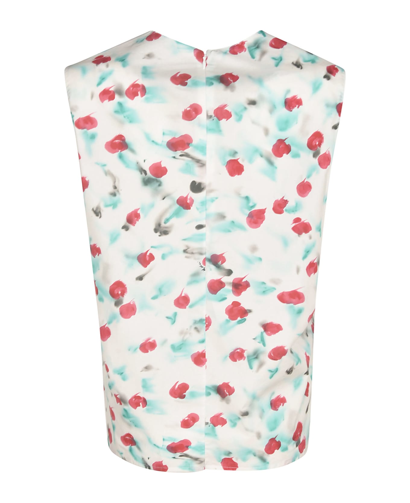 Marni Printed Sleeveless Top - Lily White/Multicolor