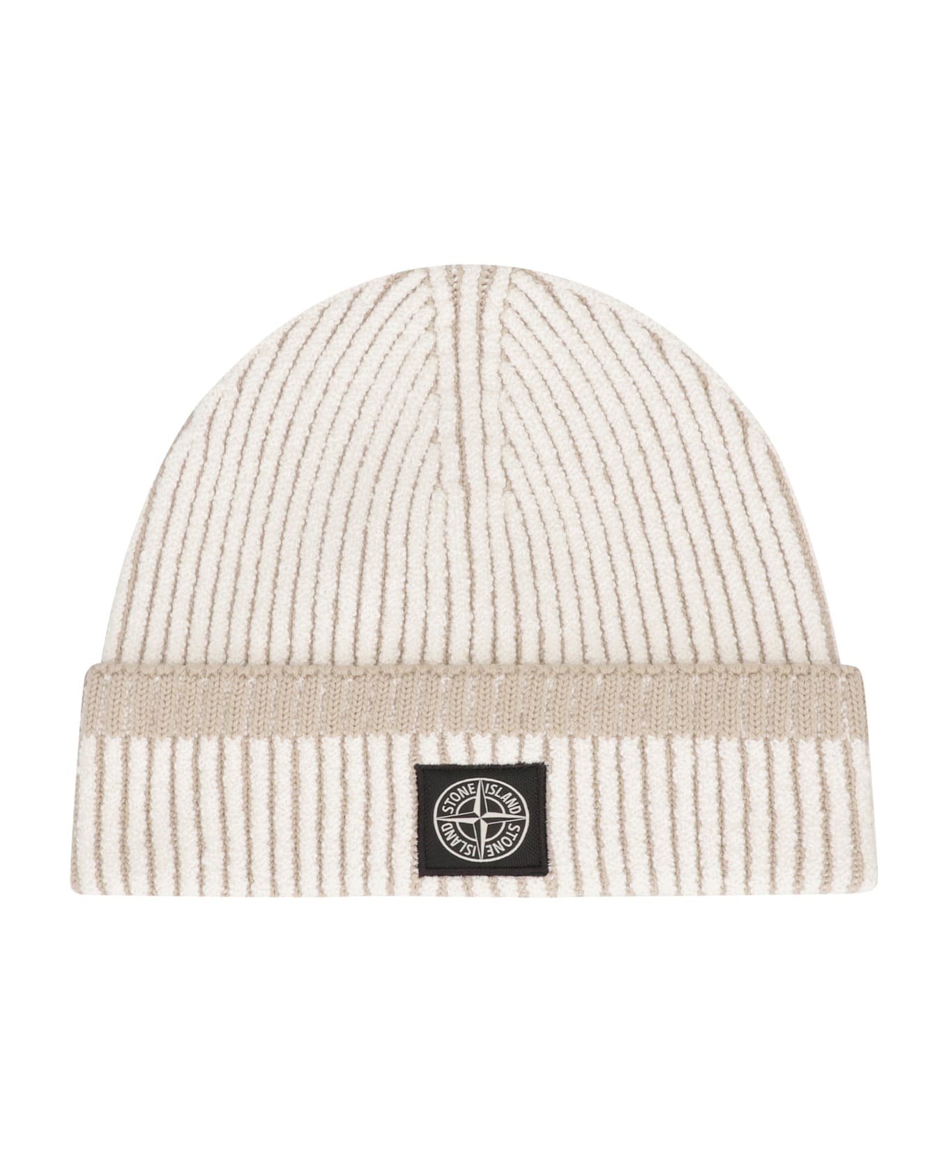 Stone Island Ribbed Knit Hat - Ivory