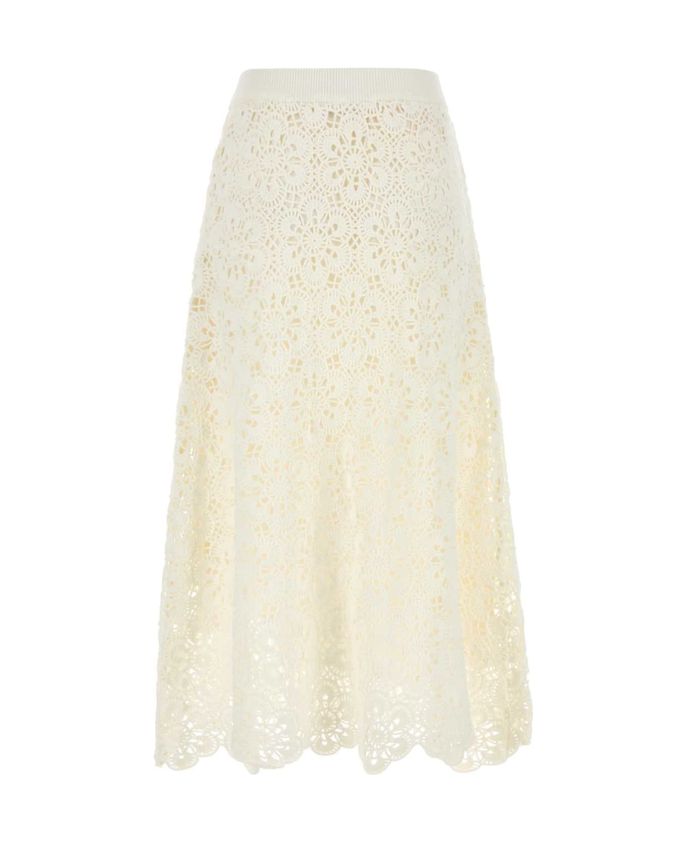 Farm Rio White Crochet Skirt - OFFWHITE