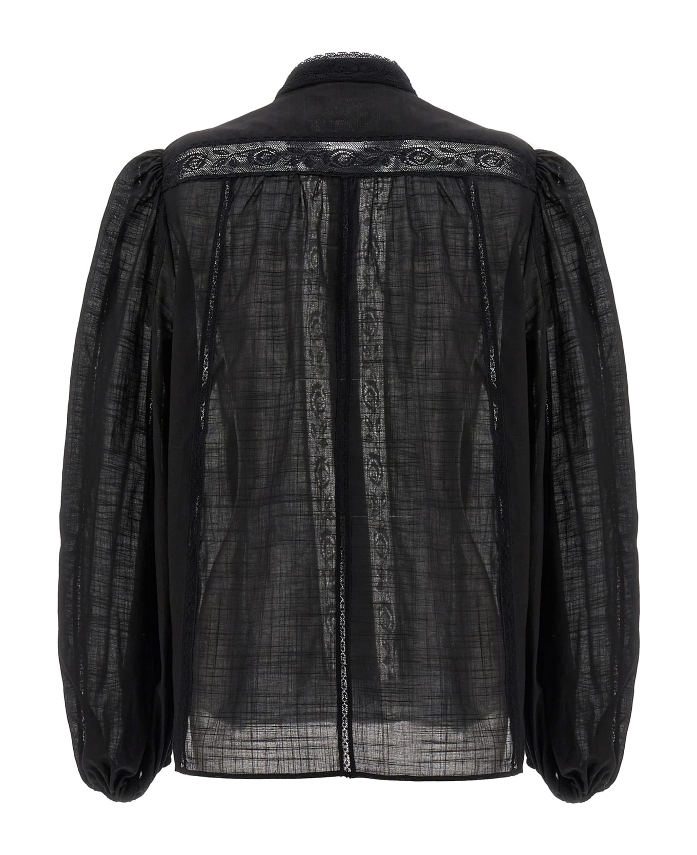 Zimmermann 'halliday Lace Trim' Shirt - Black