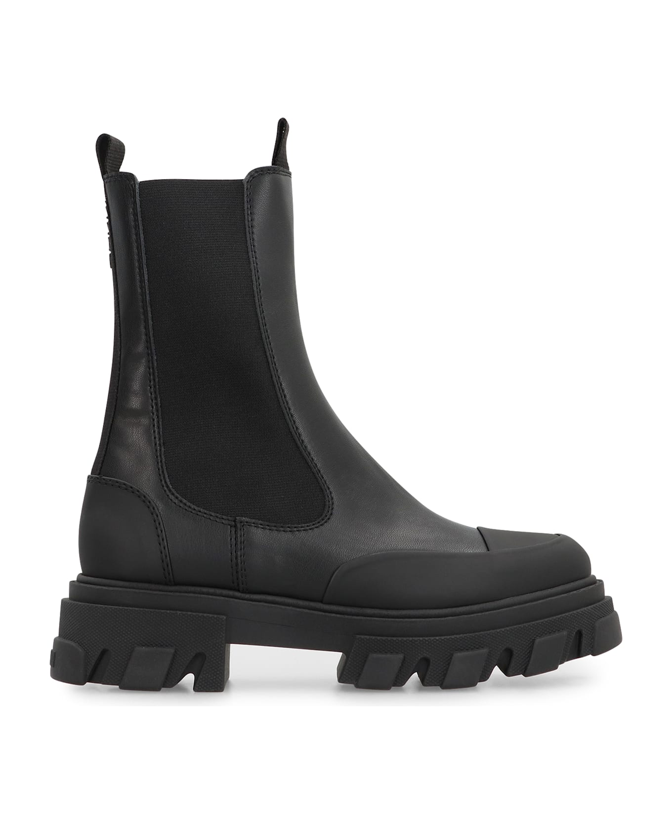 Ganni Leather Chelsea Boots - black