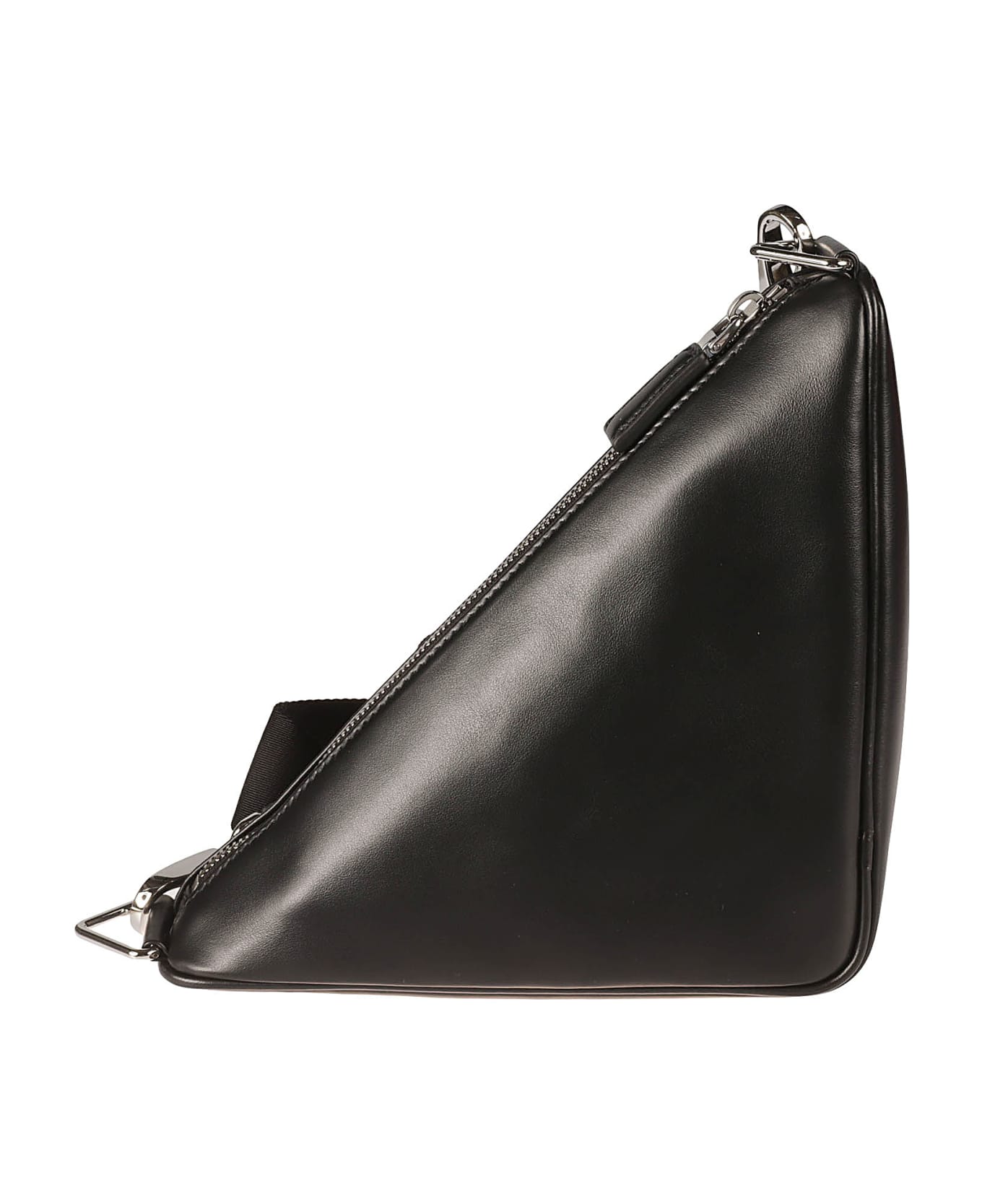 Prada Triangle Logo Detail Shoulder Bag - Black