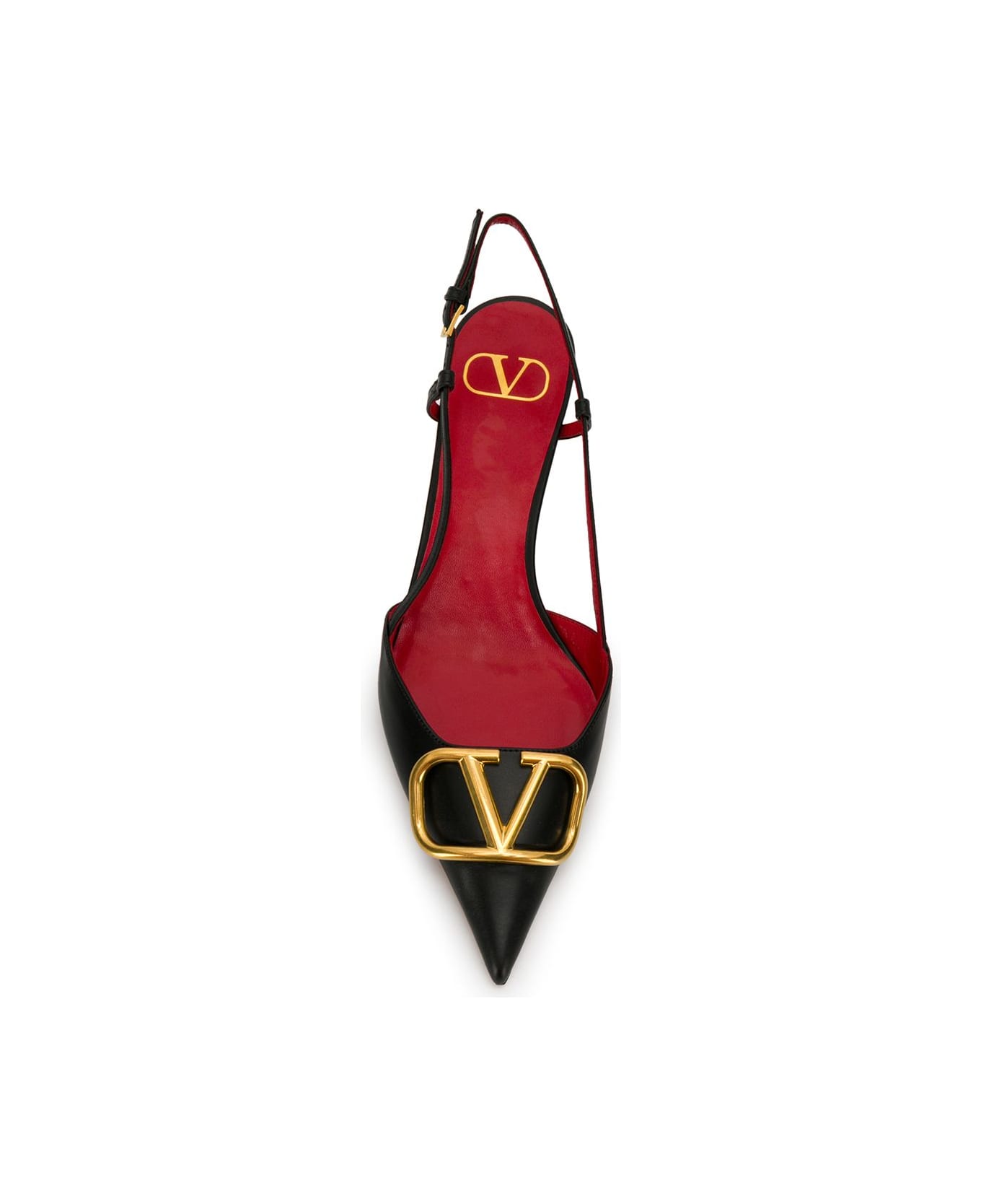 Valentino Garavani Vlogo Signature Leather Slingback Pumps - Black
