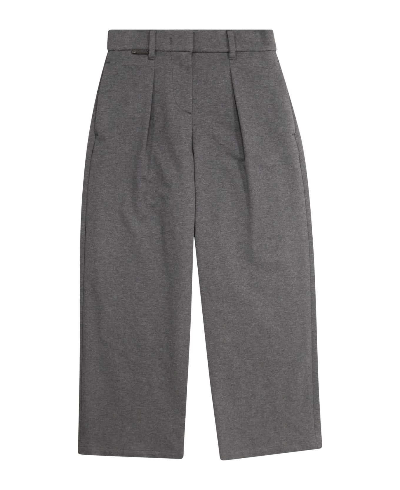 Brunello Cucinelli A-line Trousers In Light Stretch Cotton Fleece With Moniline - Plum