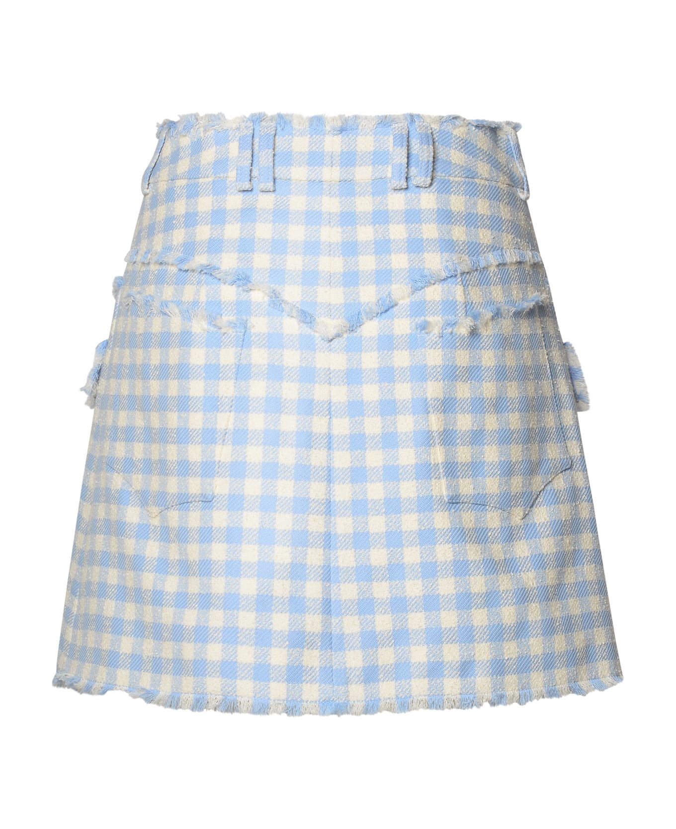 Balmain Two-tone Cotton Skirt - Bleu pale/blanc