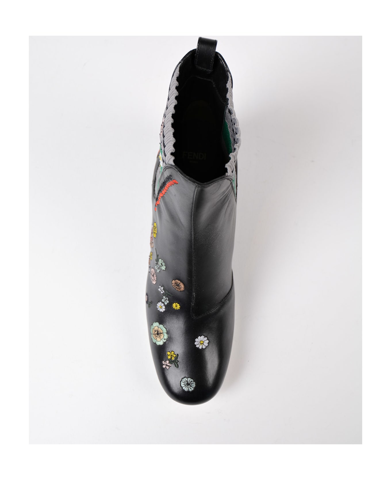 Fendi Floral Embroidered Ankle Boots - Black