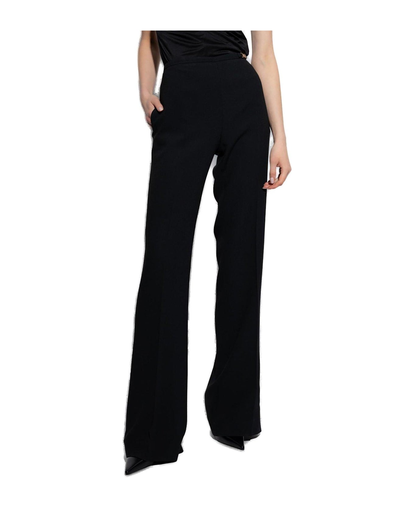 Versace High-waist Wide-leg Trousers - Nero