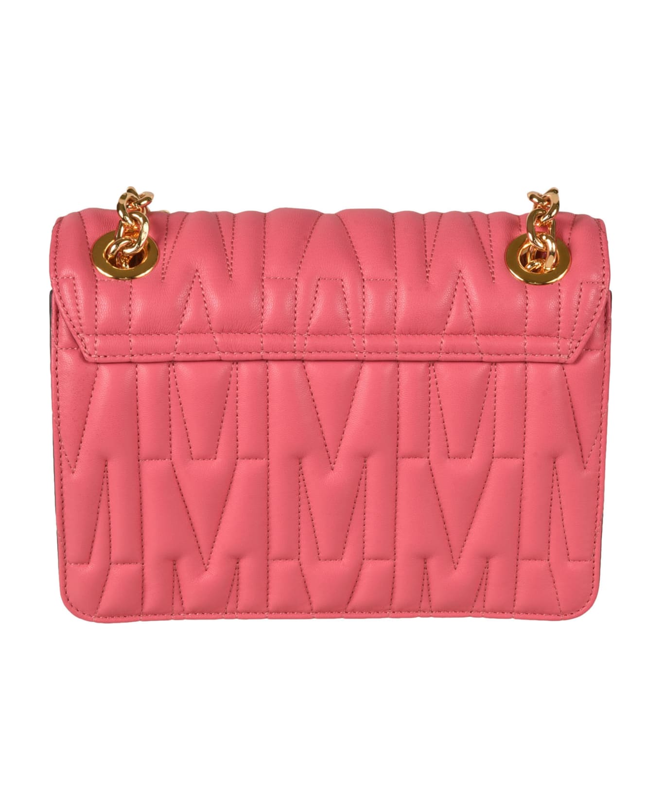 Moschino Logo Plaque Quilted Shoulder Bag - Pink