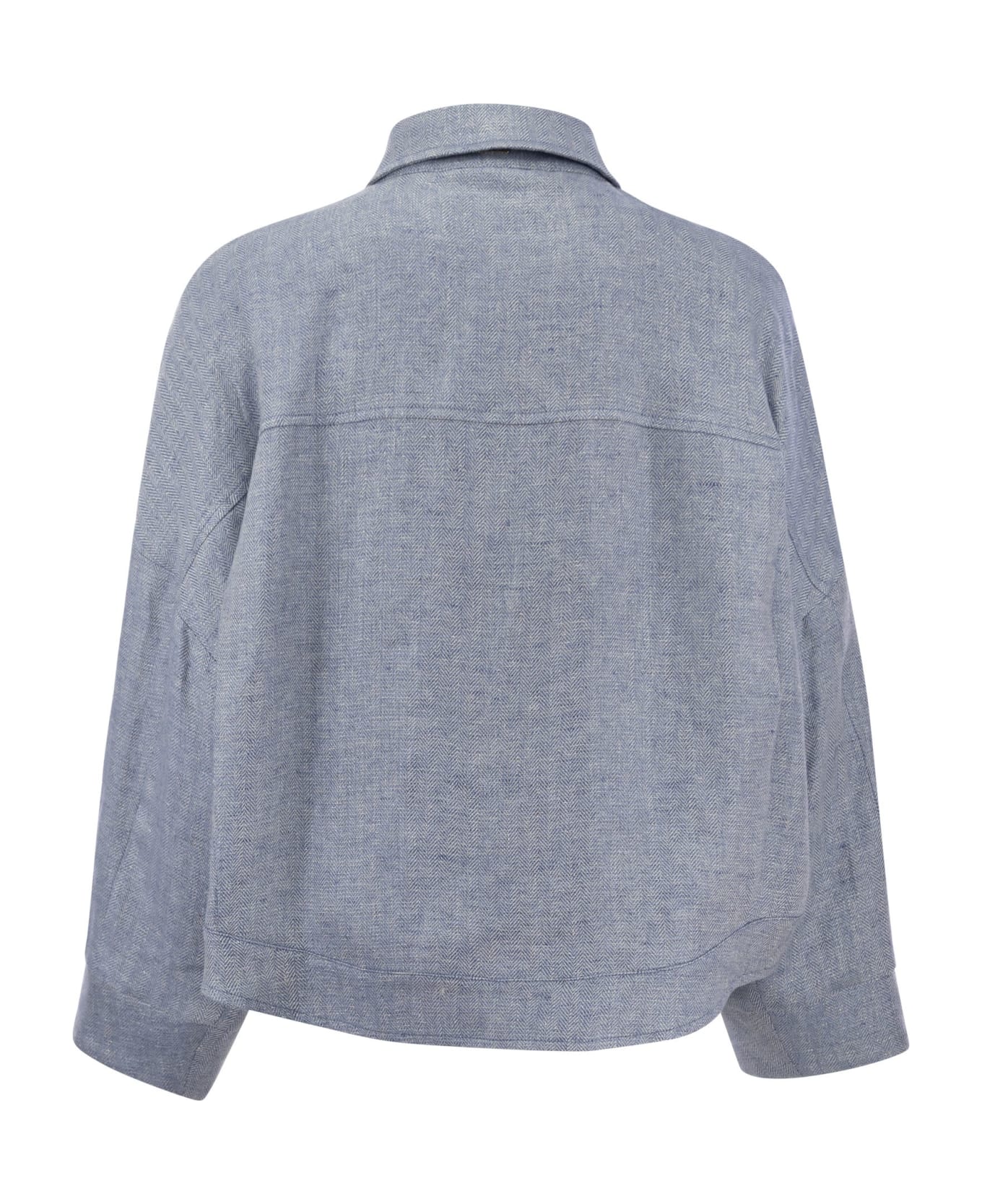 Herno Linen Shirt-cut Jacket - Clear Blue