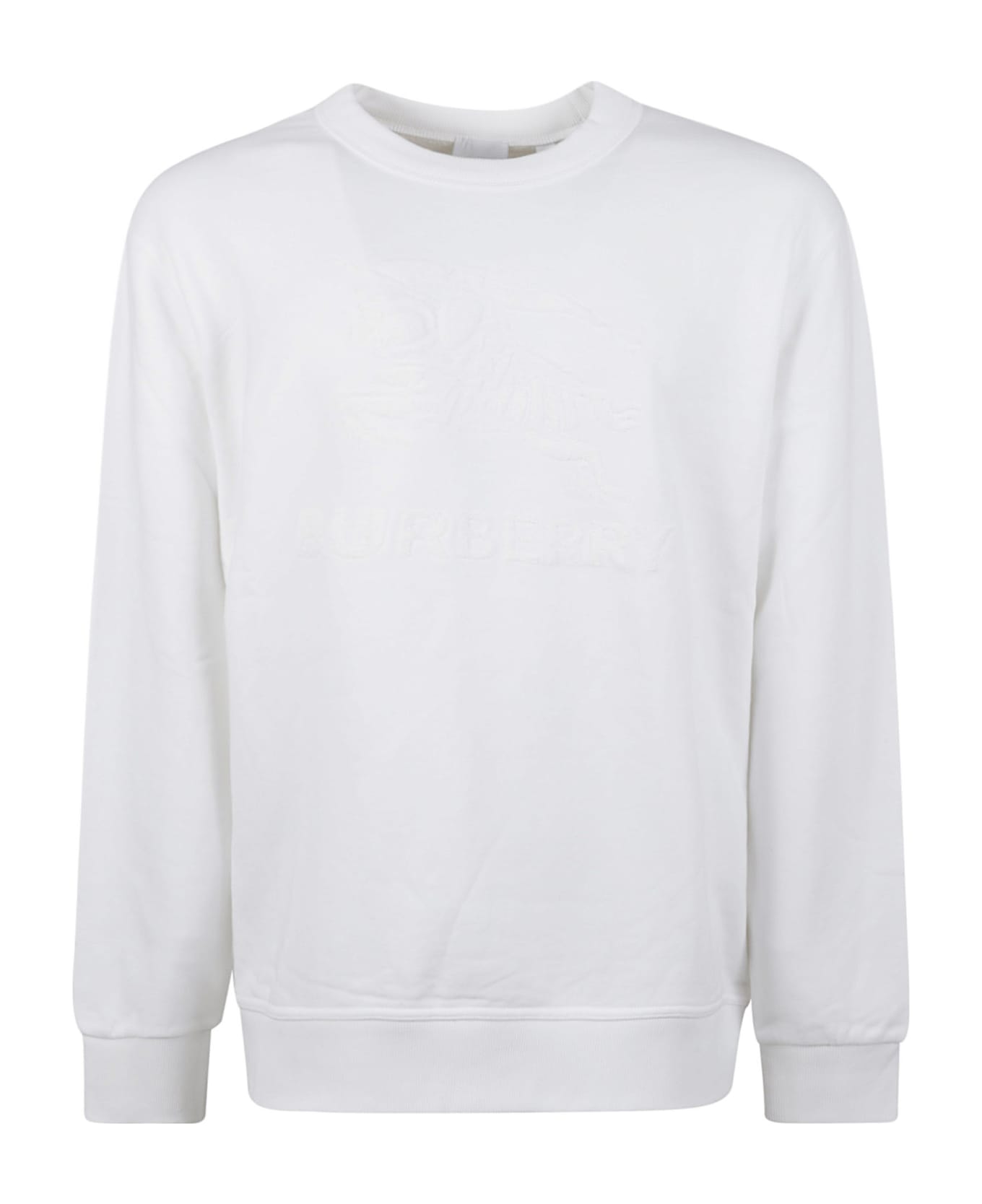 Burberry Logo Embroidered Rib Sweatshirt - White