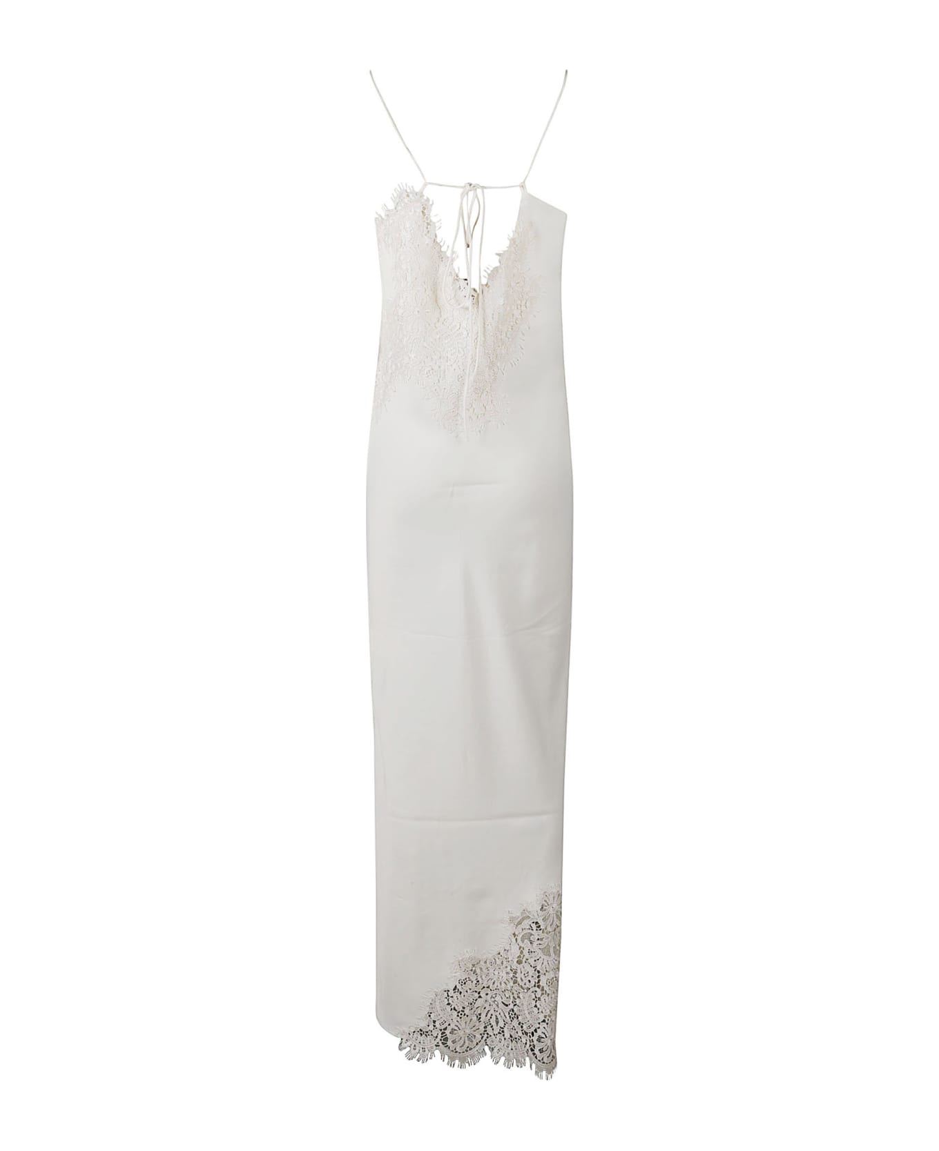Róhe Lace Paneled Embroidered Long Dress - Cream