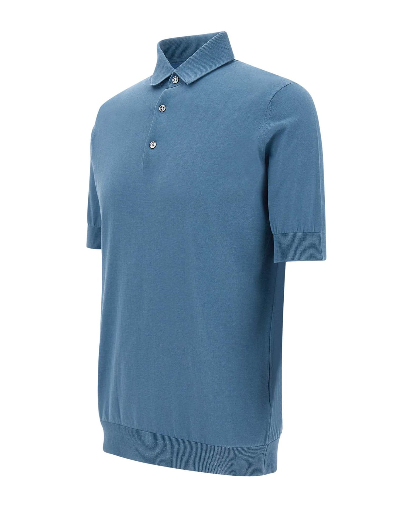 Filippo De Laurentiis Cotton Crepe Polo Shirt - BLUE