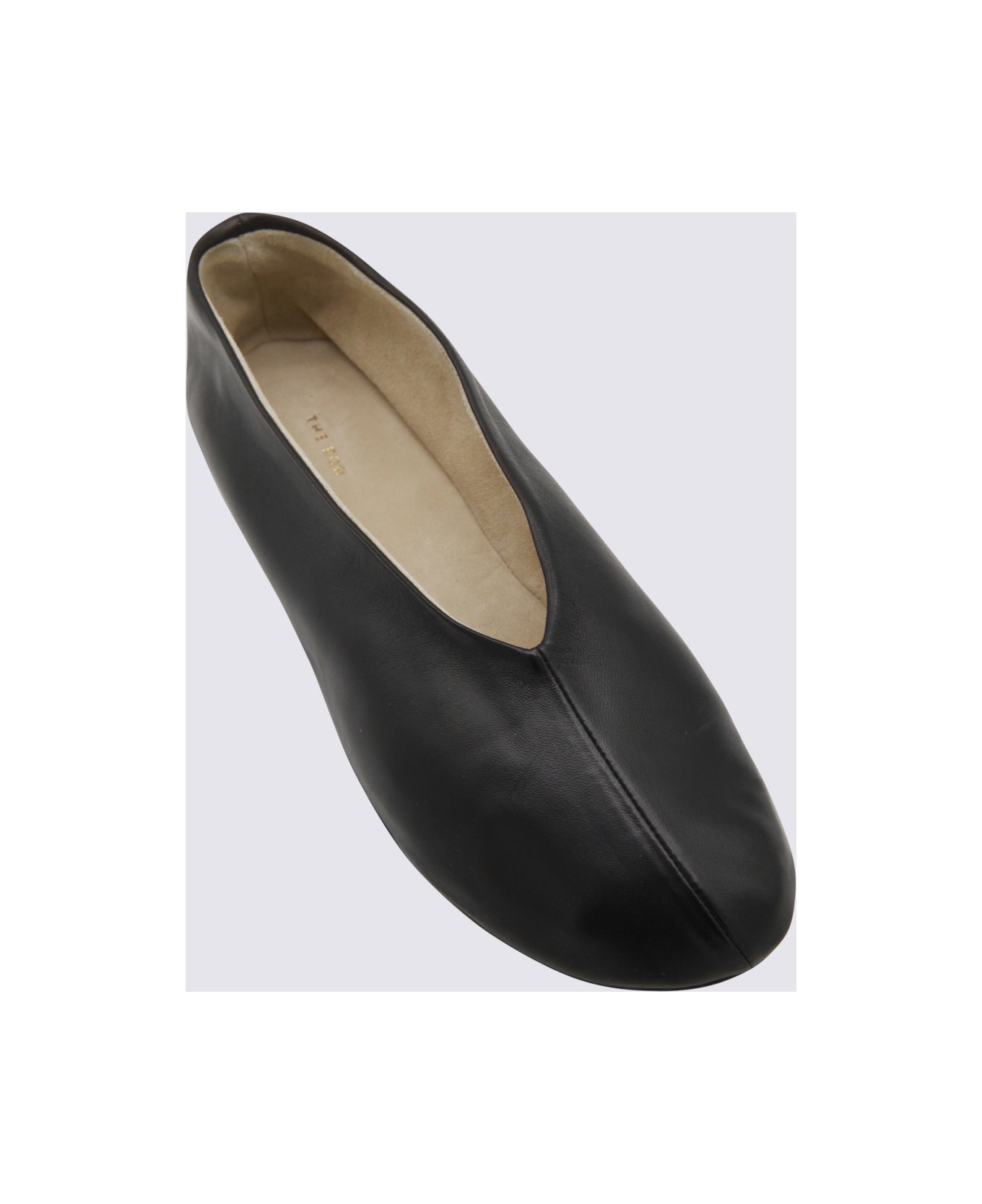 The Row Black Leather Flats - Black