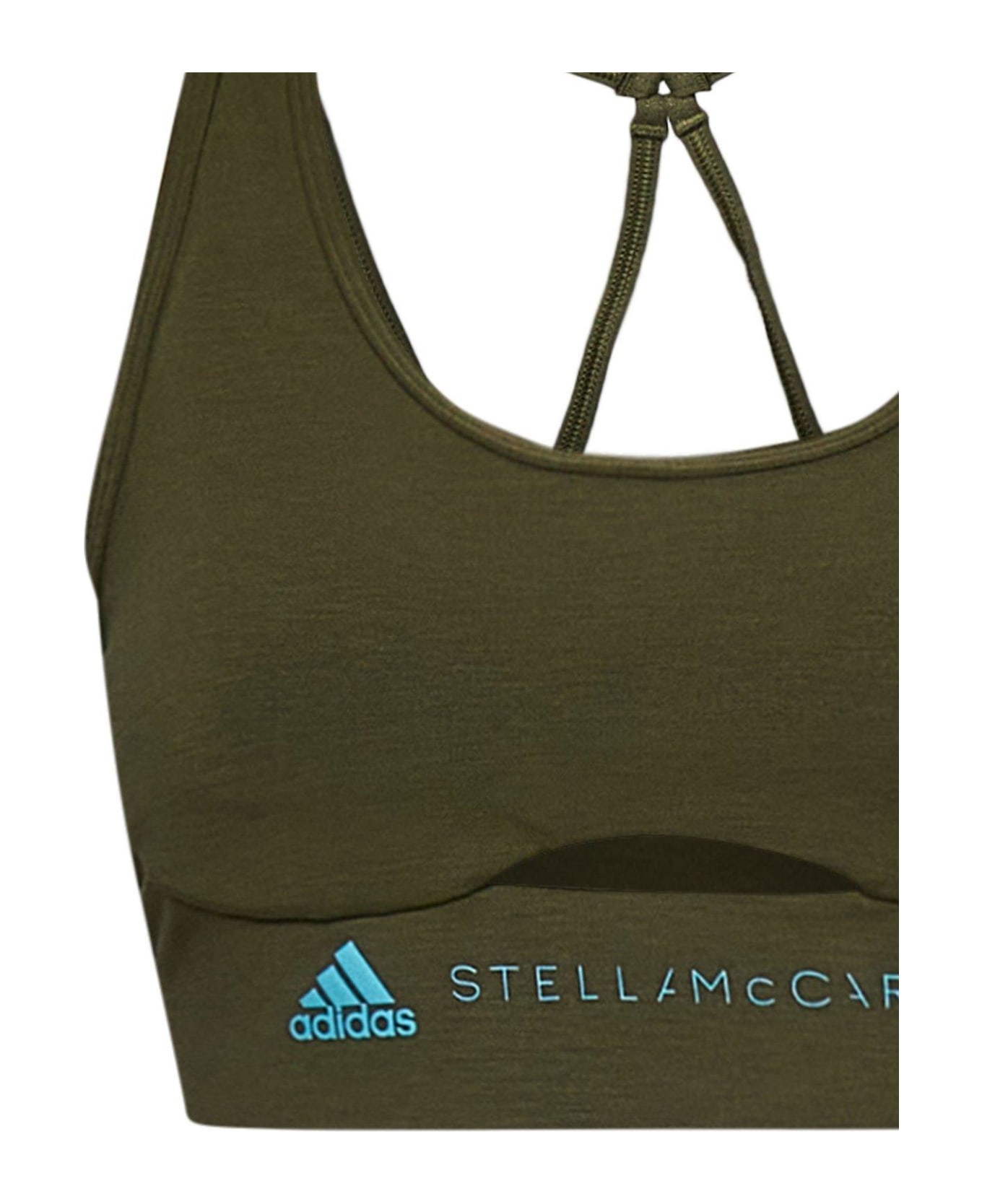 Adidas by Stella McCartney Logo Printed Cropped Top - Green トップス