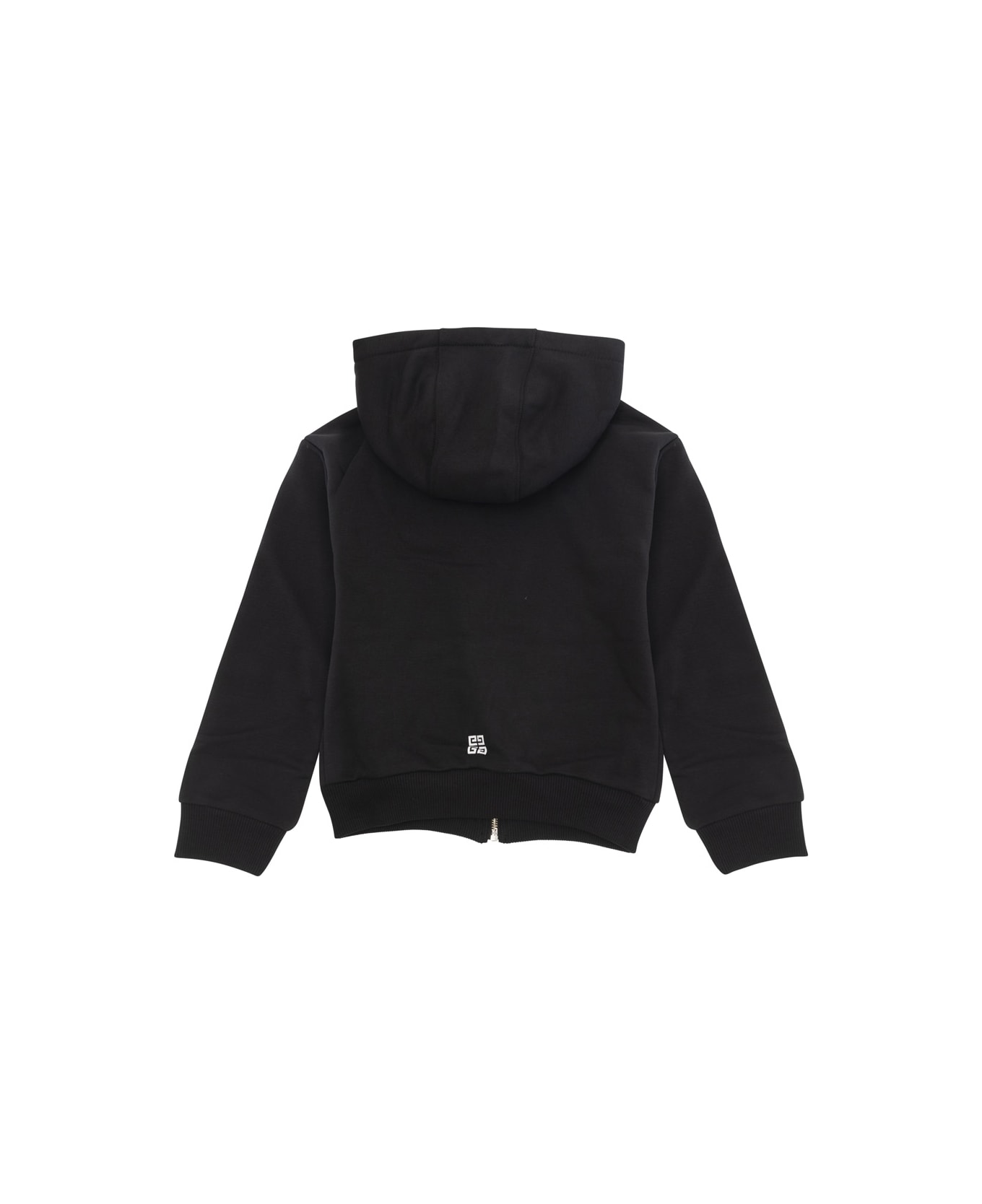 Givenchy Black Zip-up Sweatshirt With Logo Print In Cotton Blend Girl - Black