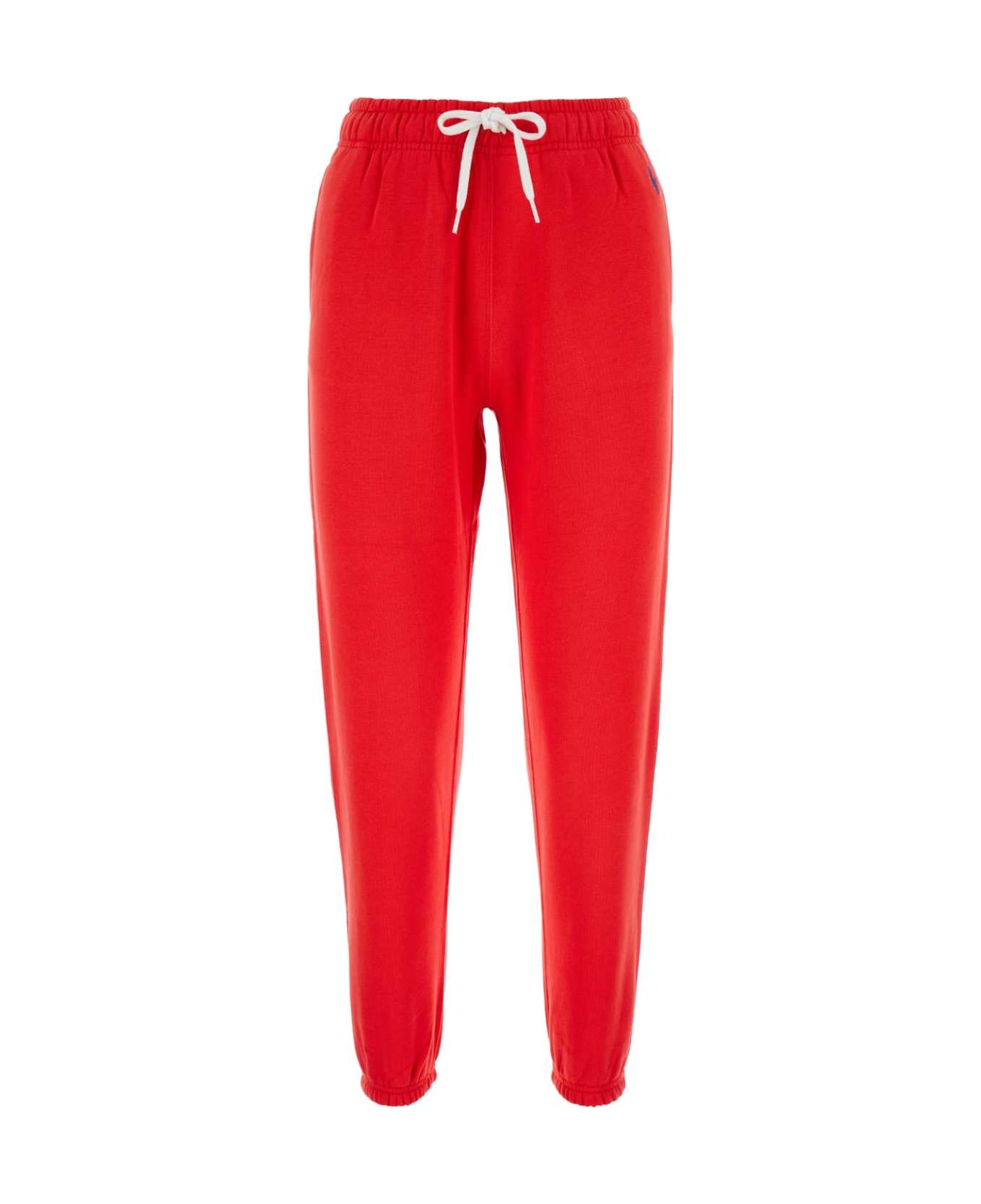 Polo Ralph Lauren Red Cotton Blend Joggers - BRIGHTHIBISCUS