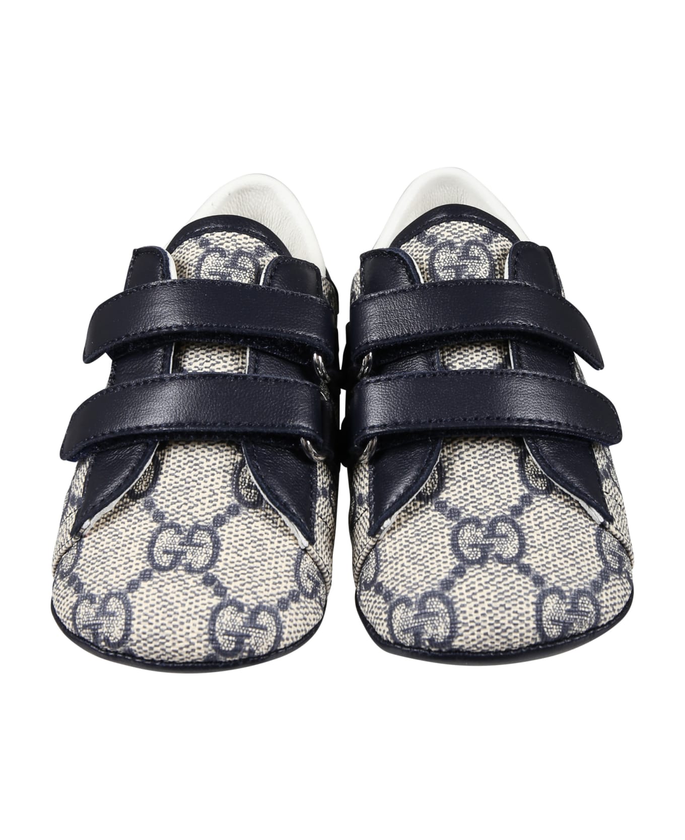 Gucci Blue Sneakers For Baby Boy With All-over Gg Logo - Blue