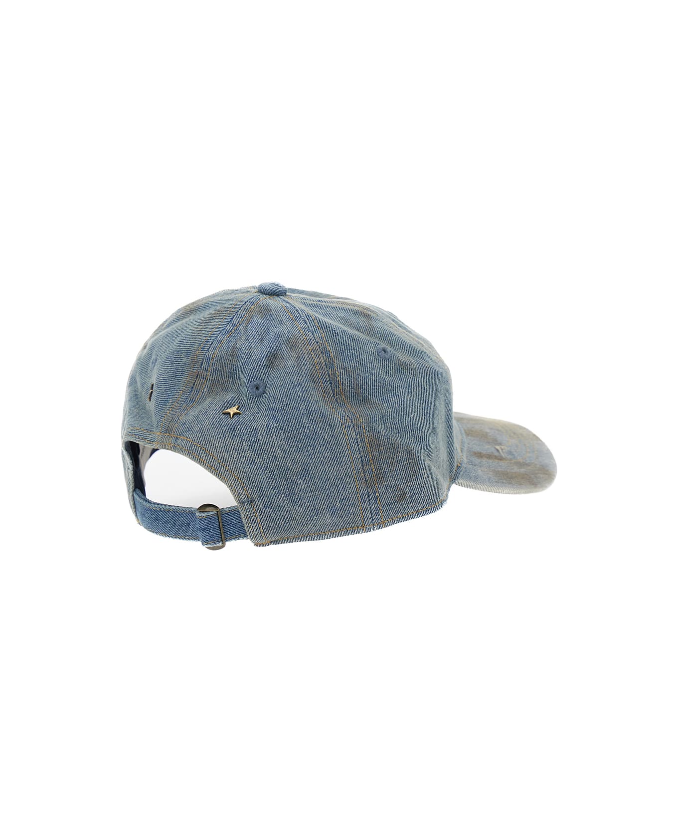 Golden Goose Journey Baseball Cap Cotton Denim Officina Wash/ Golden Print - Light blue
