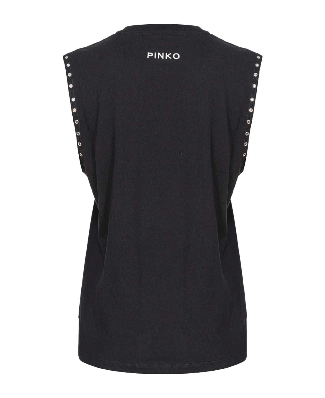 Pinko Bow Printed Sleeveless Top - Black タンクトップ