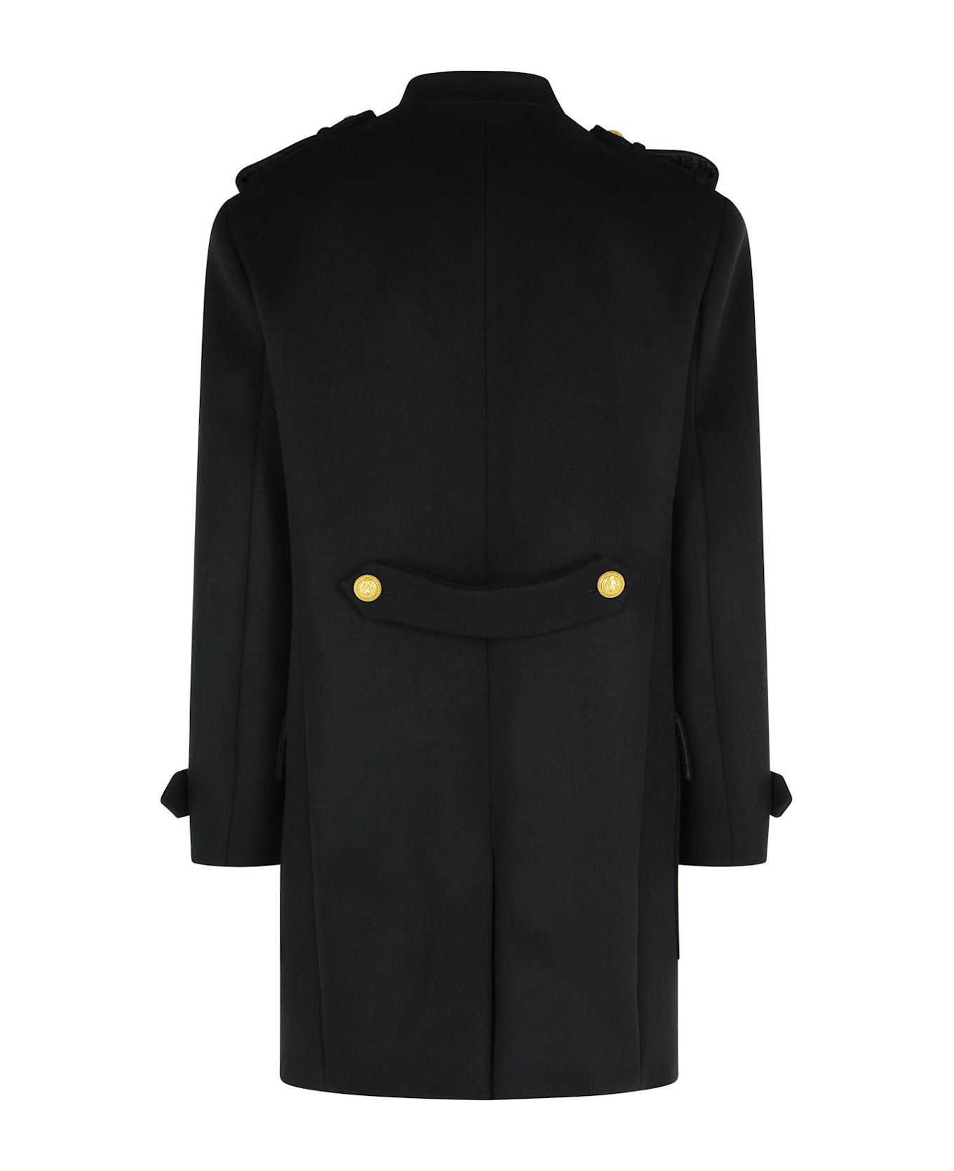 Balmain Black Wool And Cashmere Coat - Black