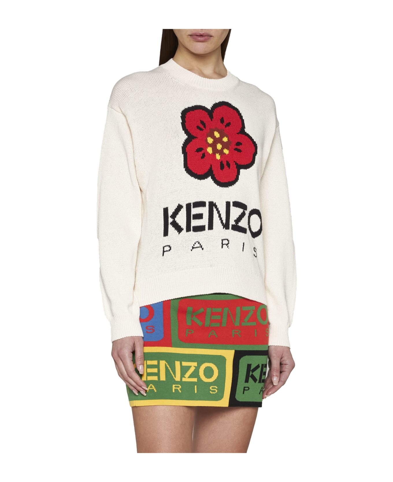 Kenzo Long Sleeve Crew-neck Sweater - Ivory フリース