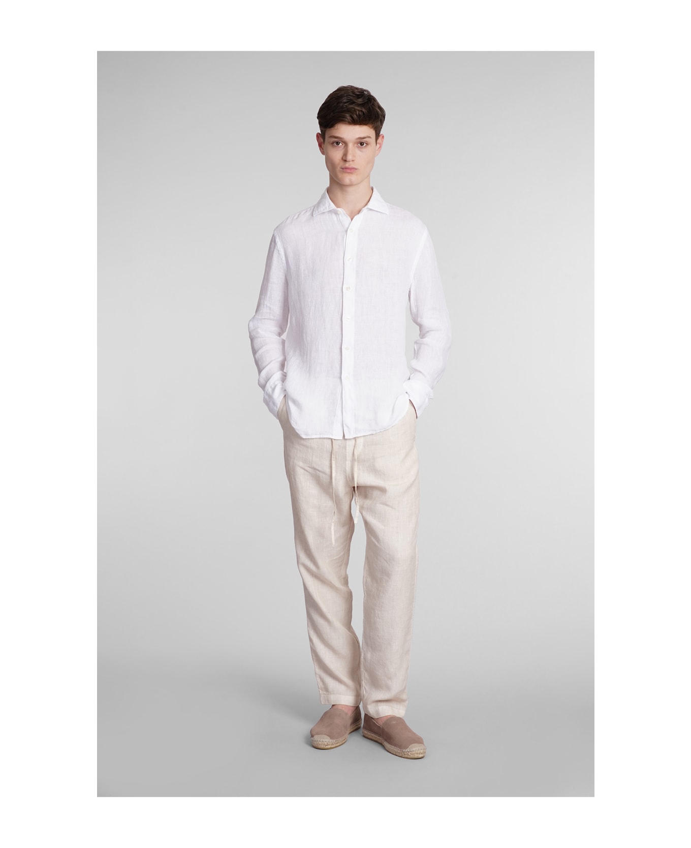 120% Lino Shirt In White Linen - White シャツ