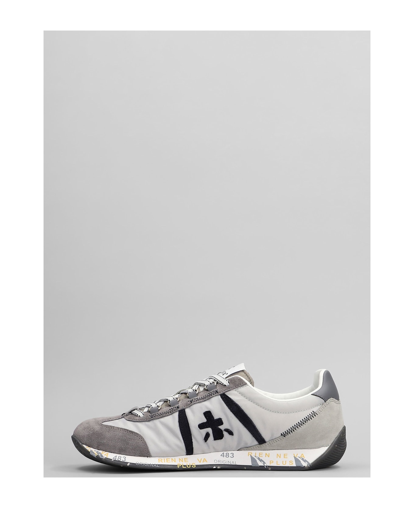 Premiata Jackyx Sneakers In Grey Suede And Fabric - grey