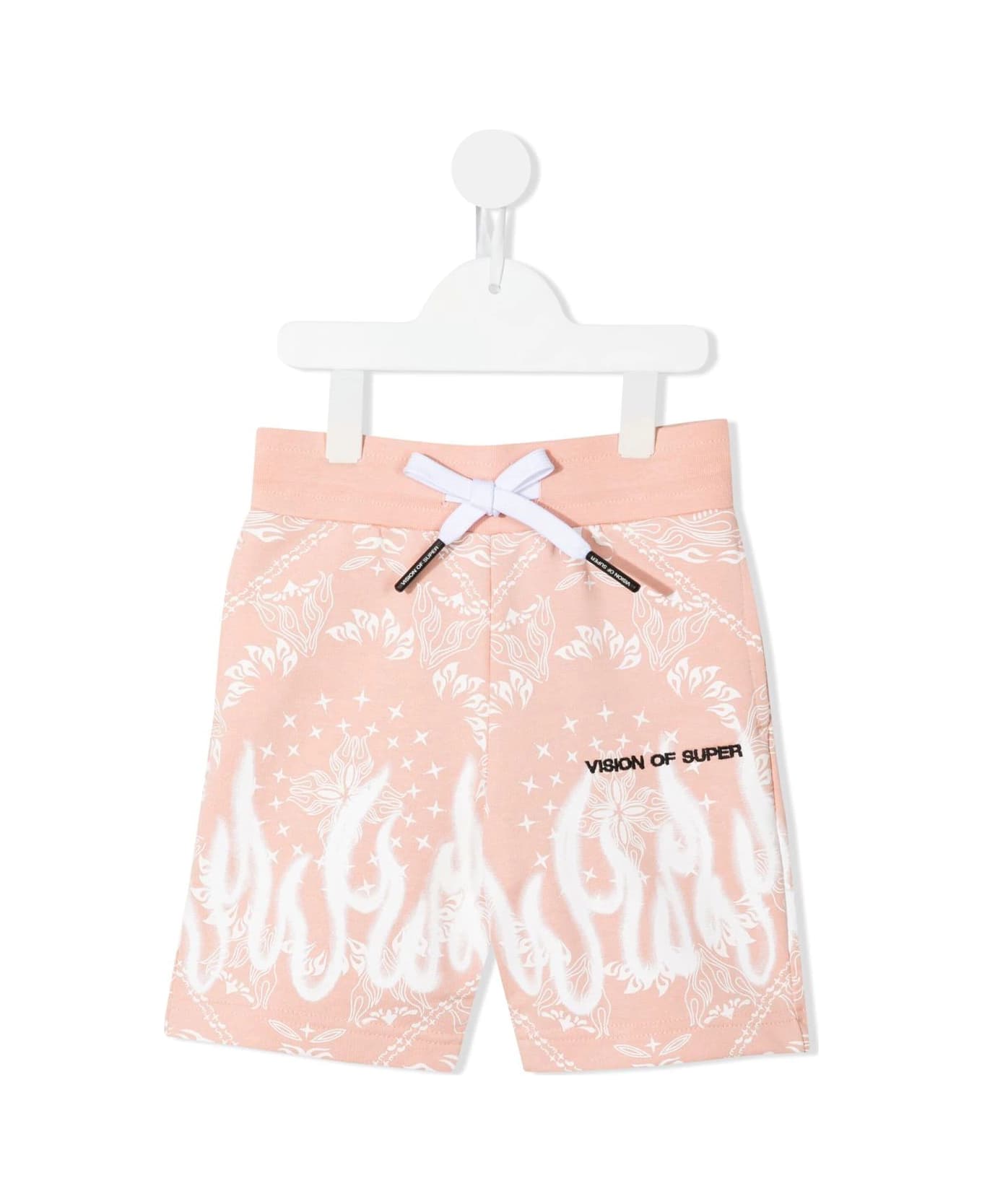 Vision of Super Kids Pink Sports Shorts With Bandana Print - Pink