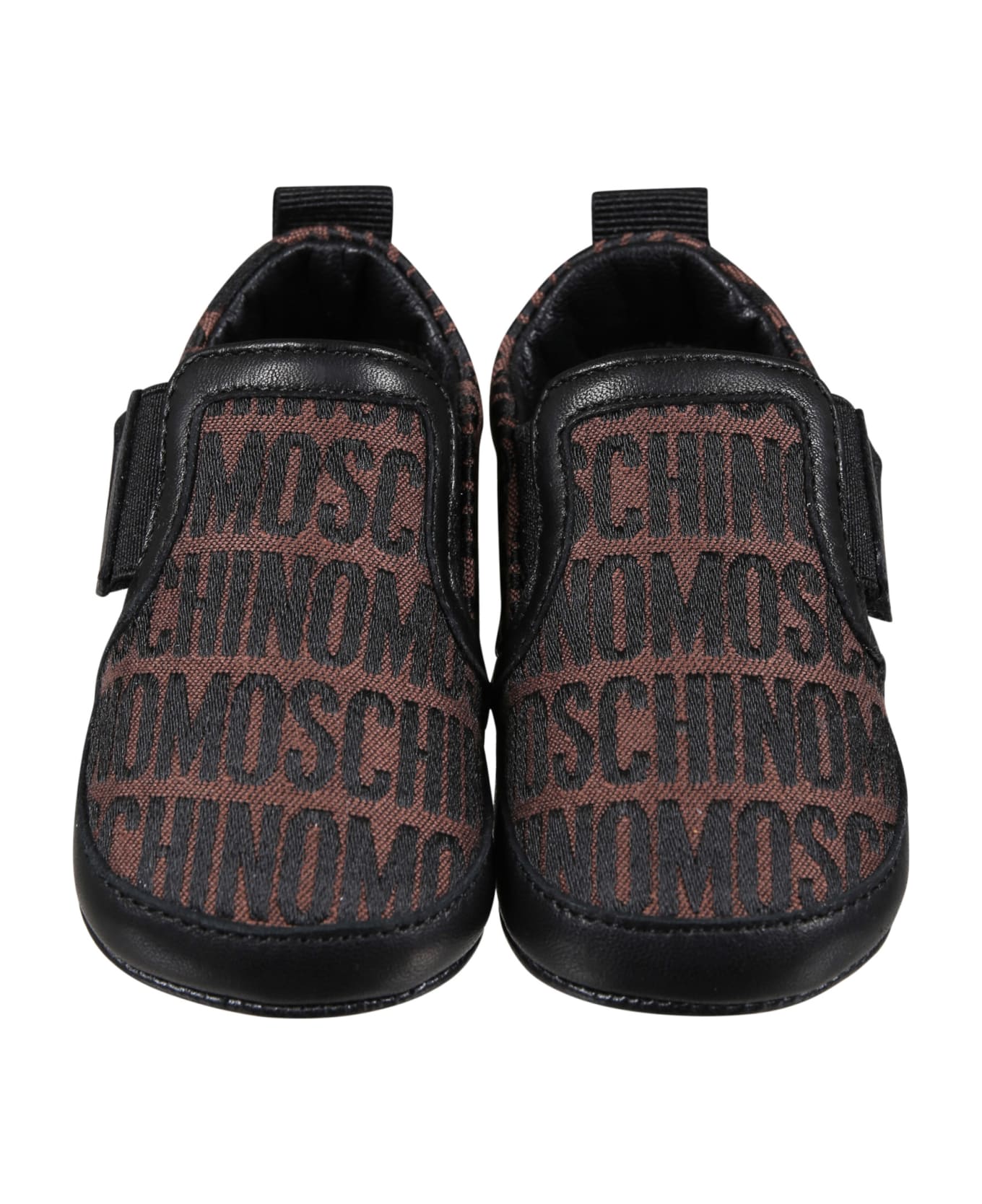 Moschino Brown Slip On For Babykids With Logo - Brown