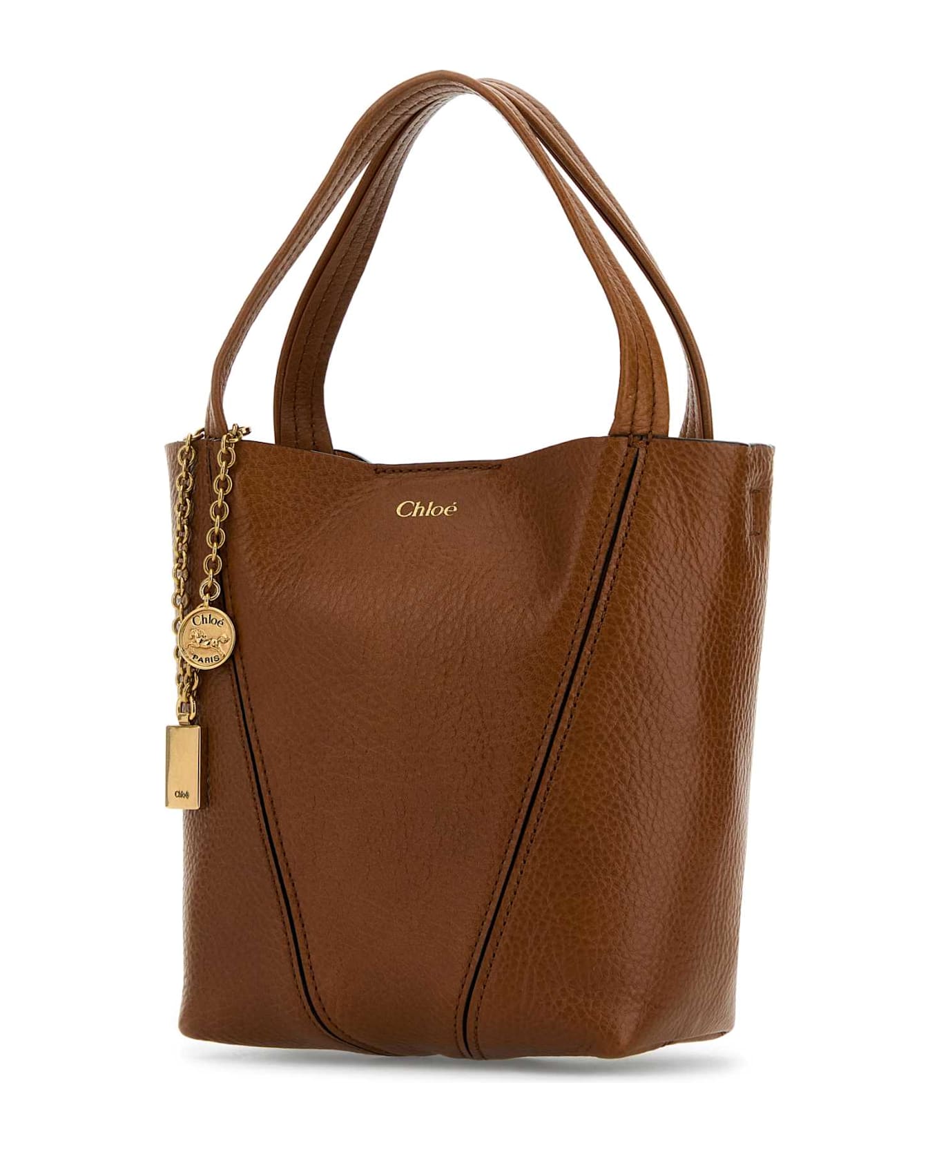 Chloé Caramel Leather Small Spin Shopping Bag - CLAYBROWN