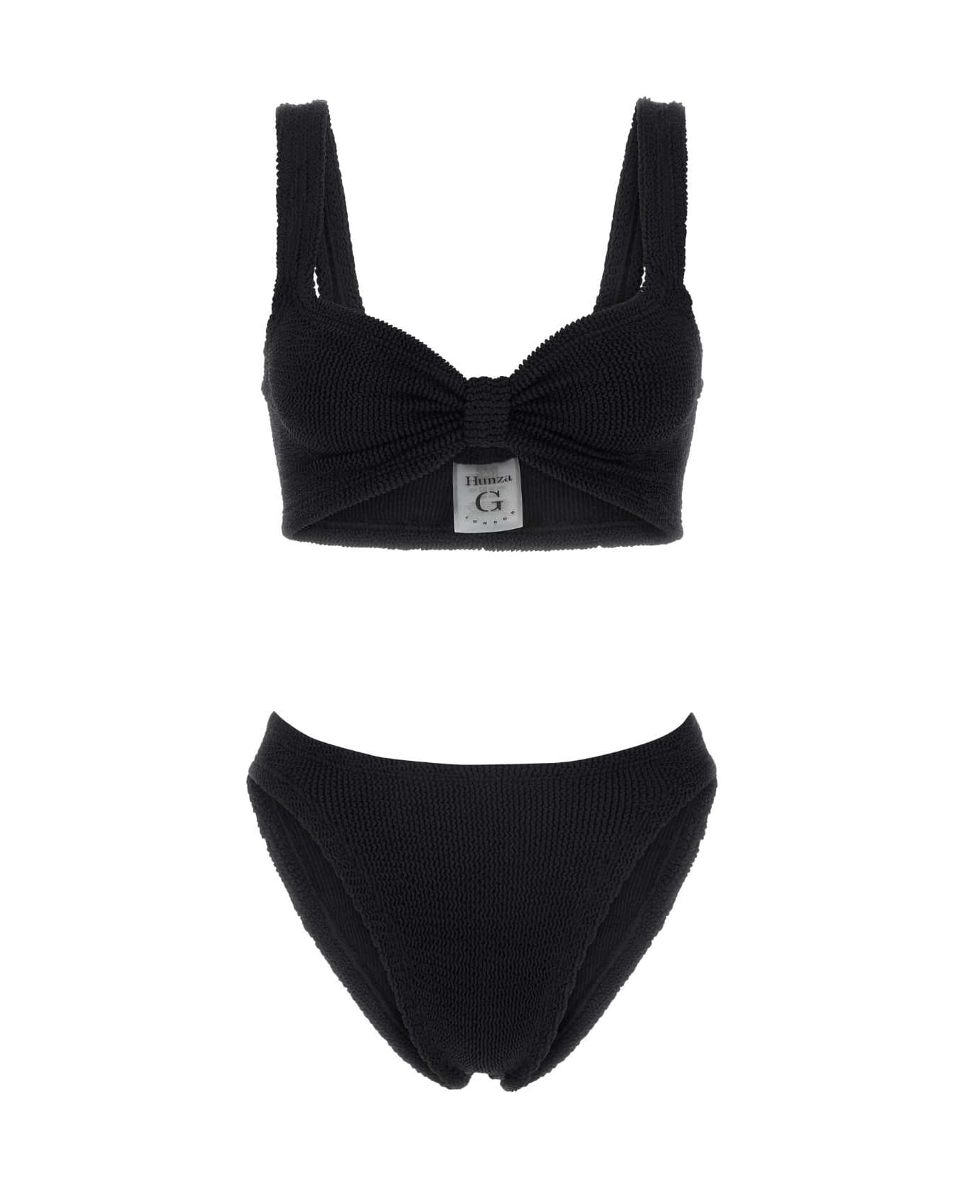 Hunza G Black Stretch Nylon Bonnie Bikini - BLACK