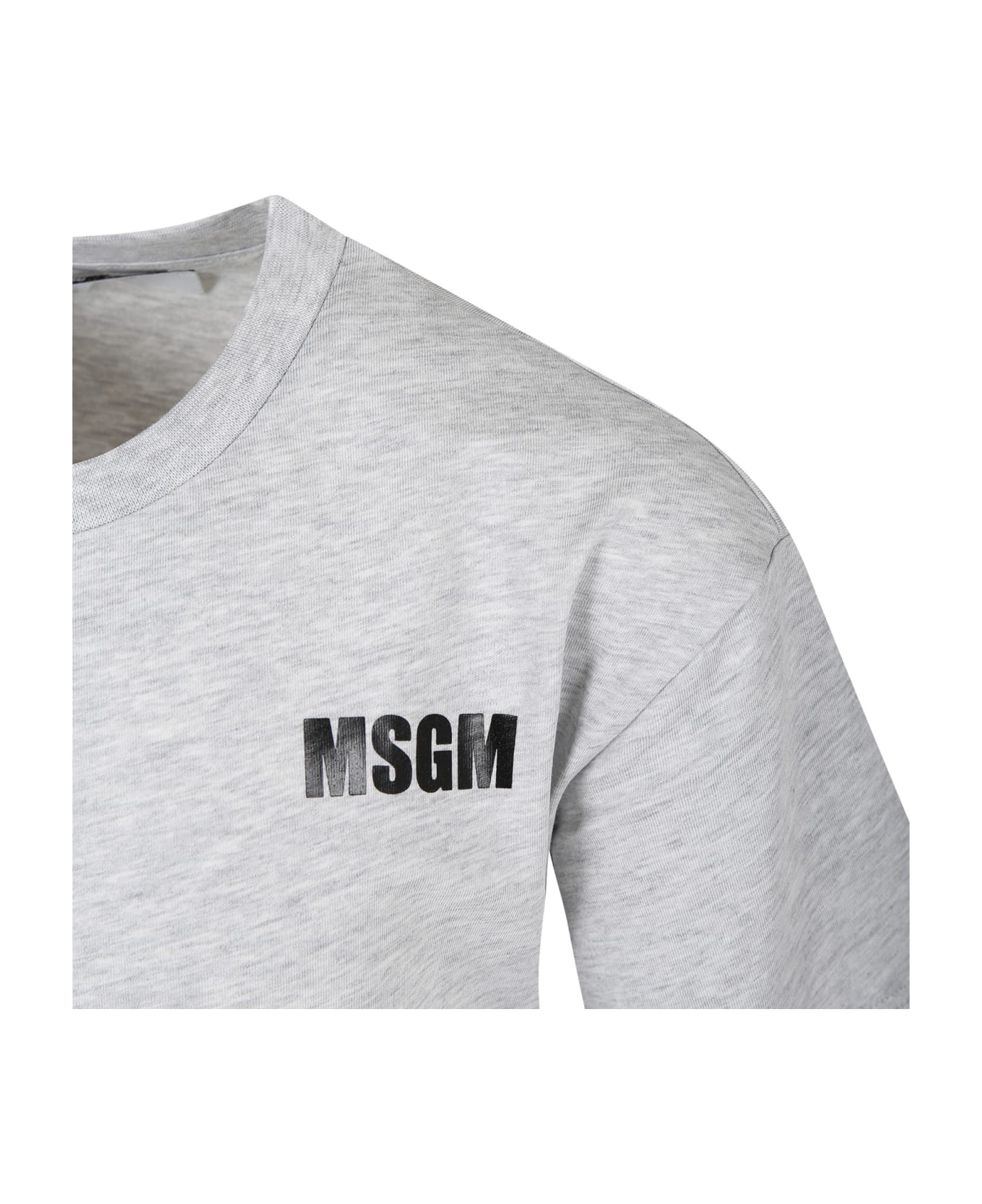 MSGM Gray Dress For Girl With Logo - Grey ワンピース＆ドレス