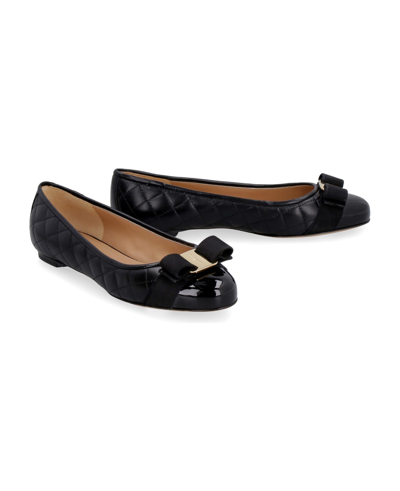Ferragamo Salvatore Ferragamo Varina Quilted Leather Ballet Flats - Black