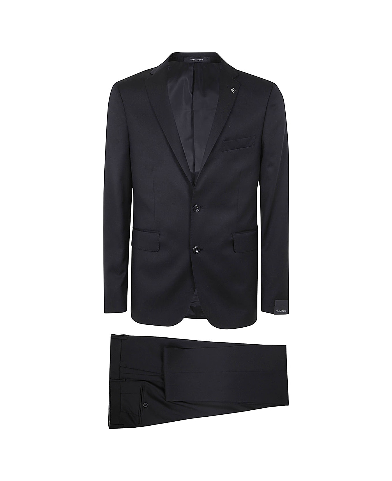 Tagliatore Classic Suit With Constructed Shoulder - Black