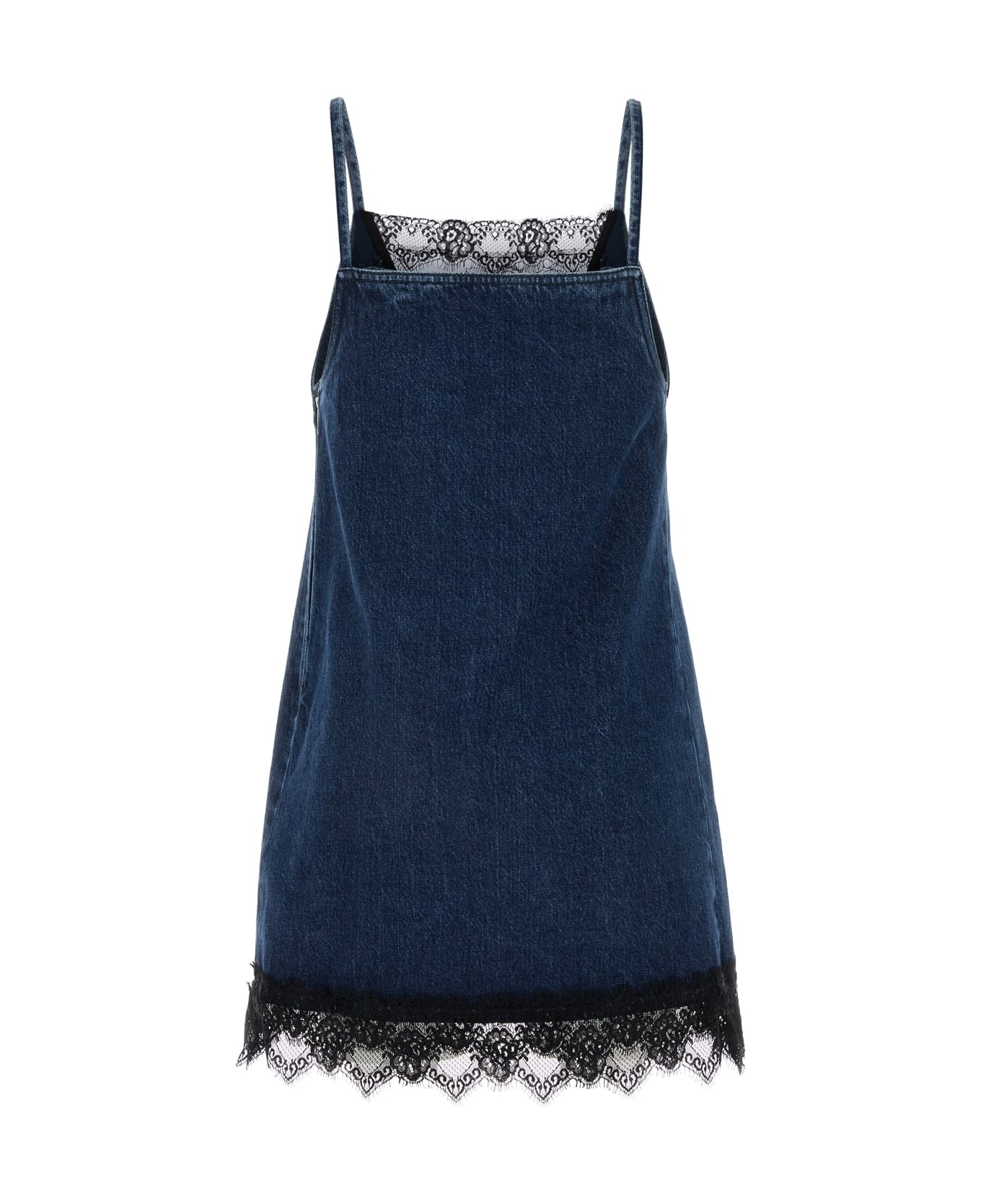 Off-White Lace 20s Slip Denim Dress Deep Blue Bl - DEEPBLUE ワンピース＆ドレス